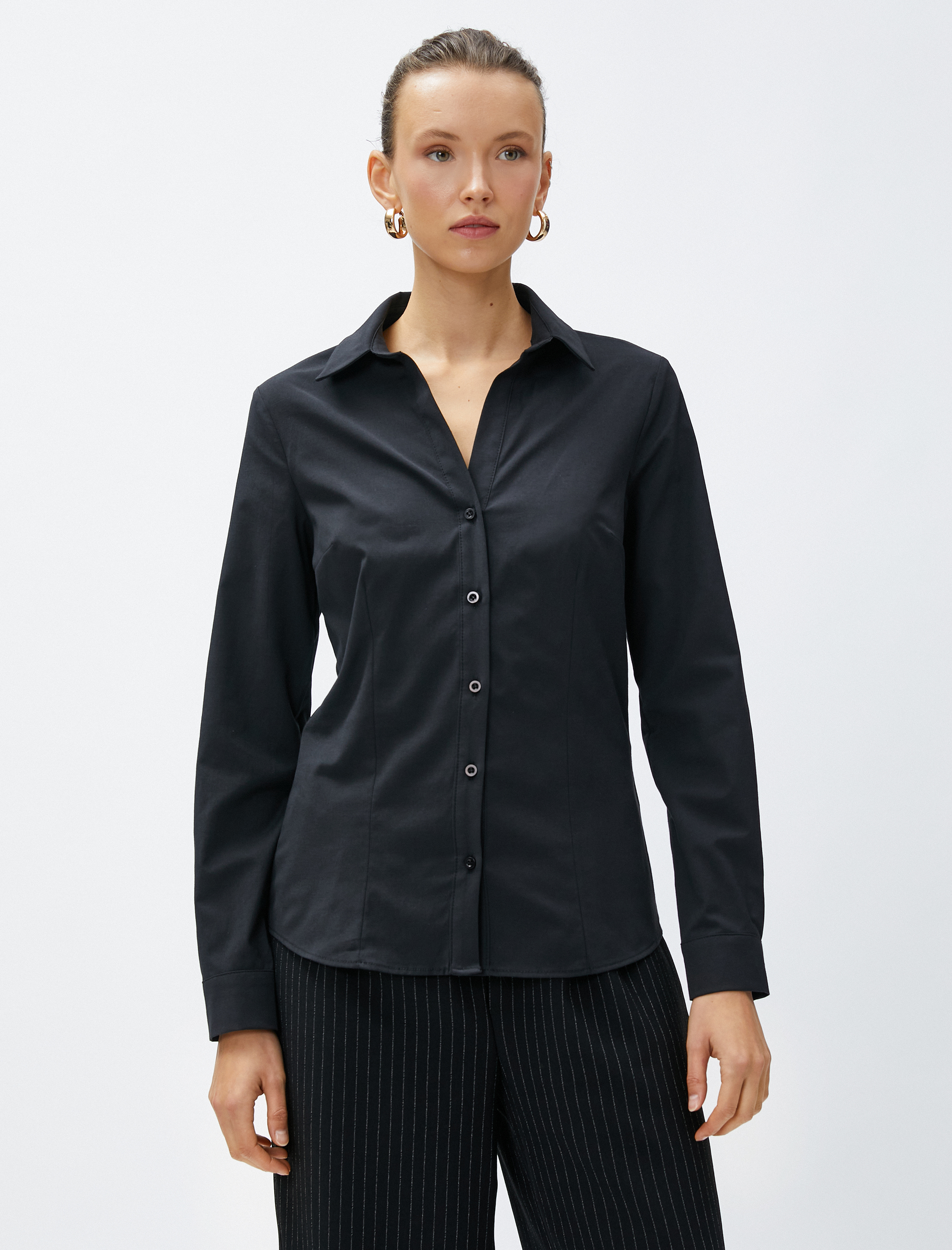   Basic Poplin Gömlek Uzun Kollu Slim Fit