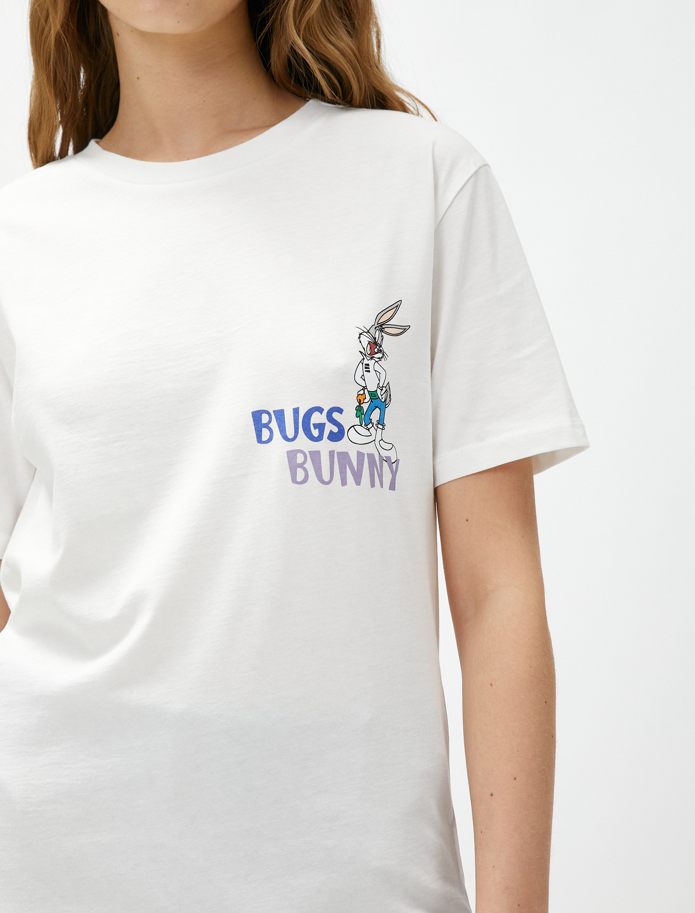 Bugs Bunny Tişört Lisanslı Baskılı Bisiklet Yaka Pamuklu