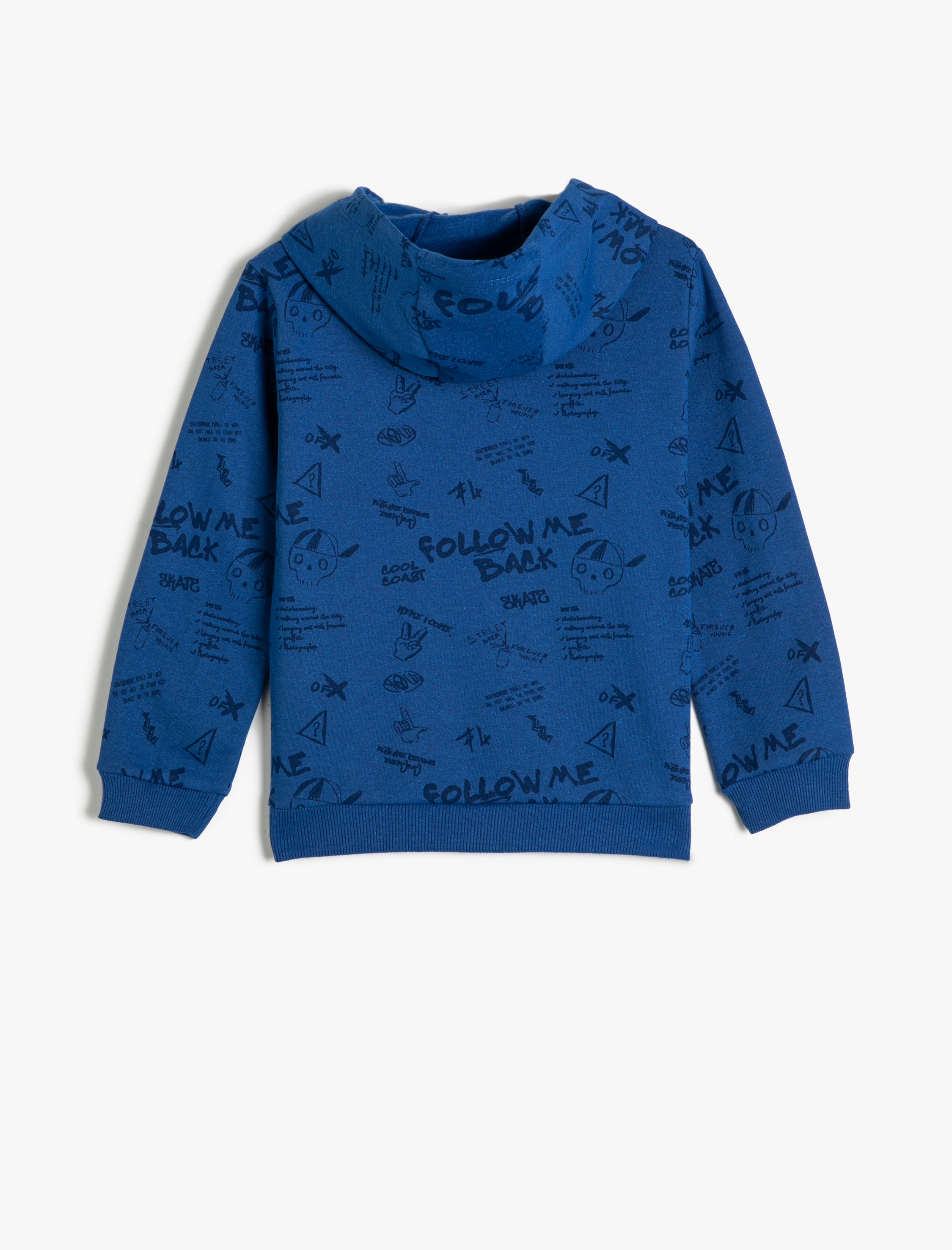  Erkek Çocuk Kapşonlu Sweatshirt Baskılı Uzun Kollu Şardonlu