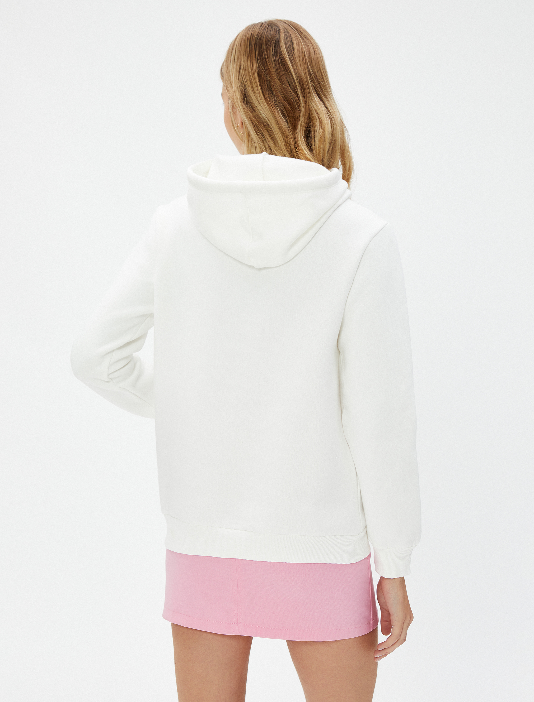   Şardonlu Kapüşonlu Sweatshirt Kedi Baskılı Kanguru Cepli Uzun Kollu