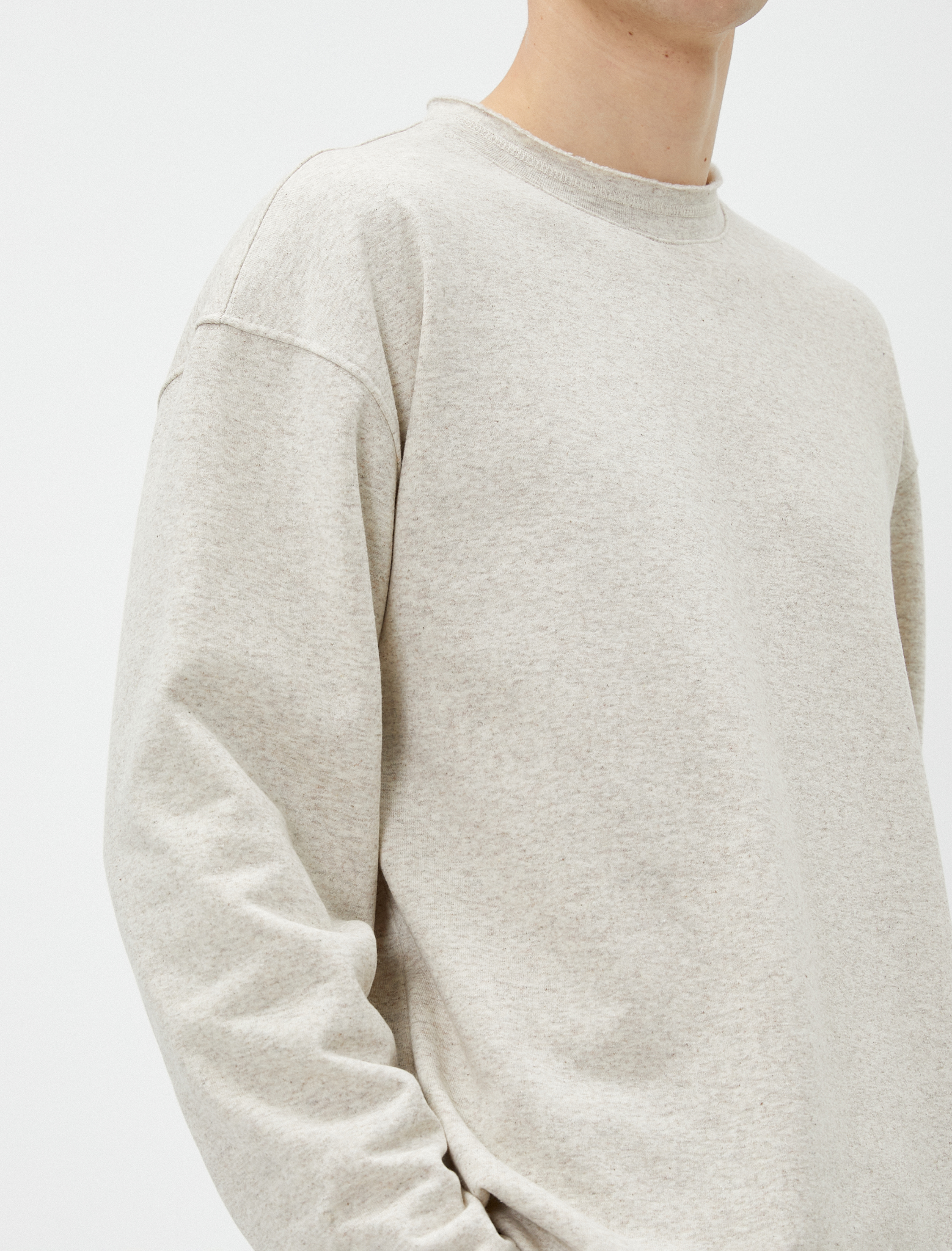   Oversize Sweat Bisiklet Yaka Uzun Kollu Şardonlu