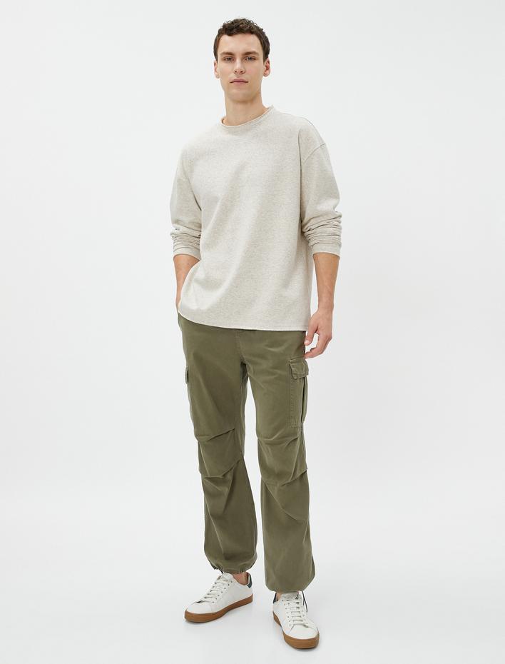  Oversize Sweat Bisiklet Yaka Uzun Kollu Şardonlu