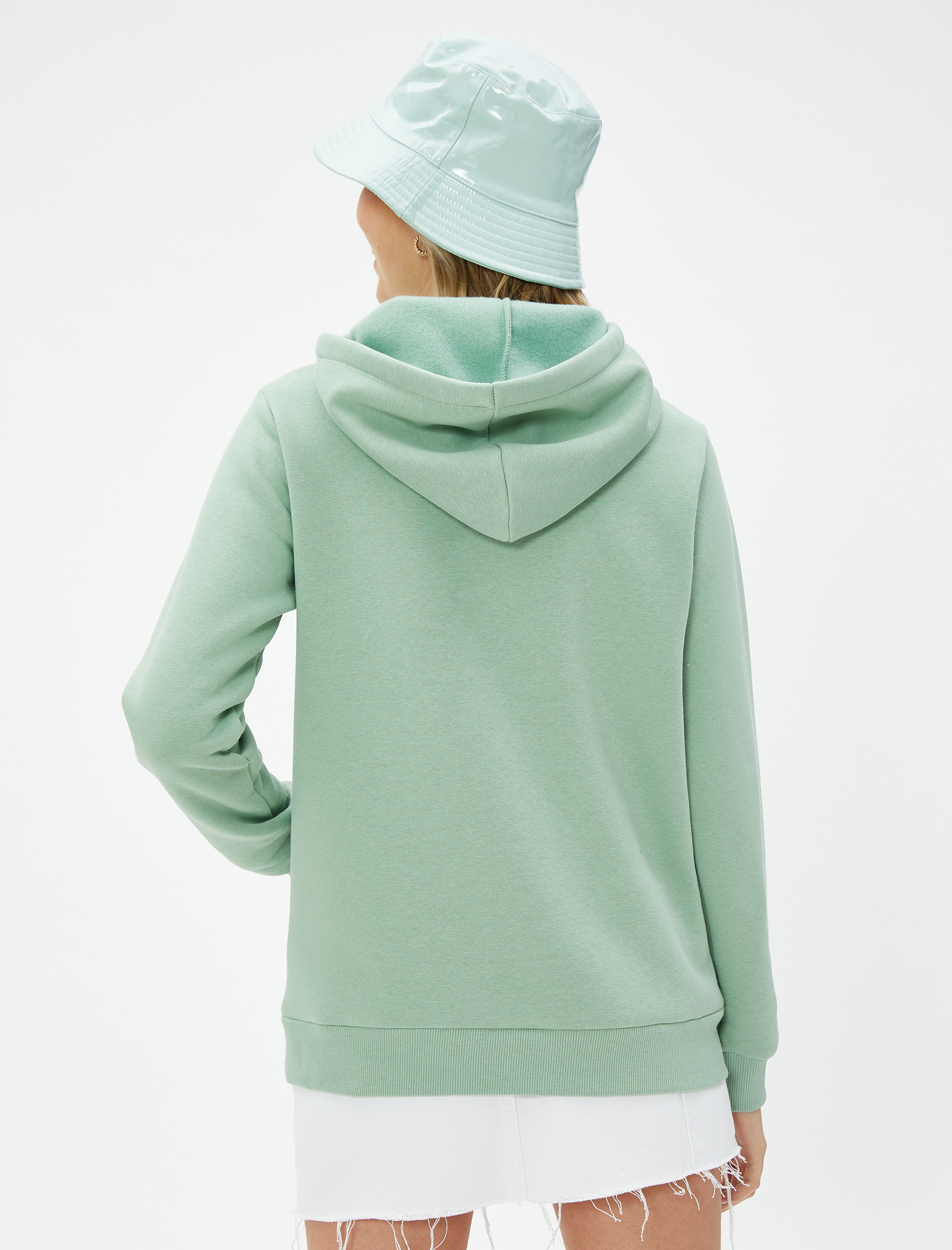   Şardonlu Kapüşonlu Sweatshirt Baskılı Kanguru Cepli Uzun Kollu