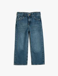 Kot Pantolon Bol Paça Cepli Pamuklu - Wide Leg Jean