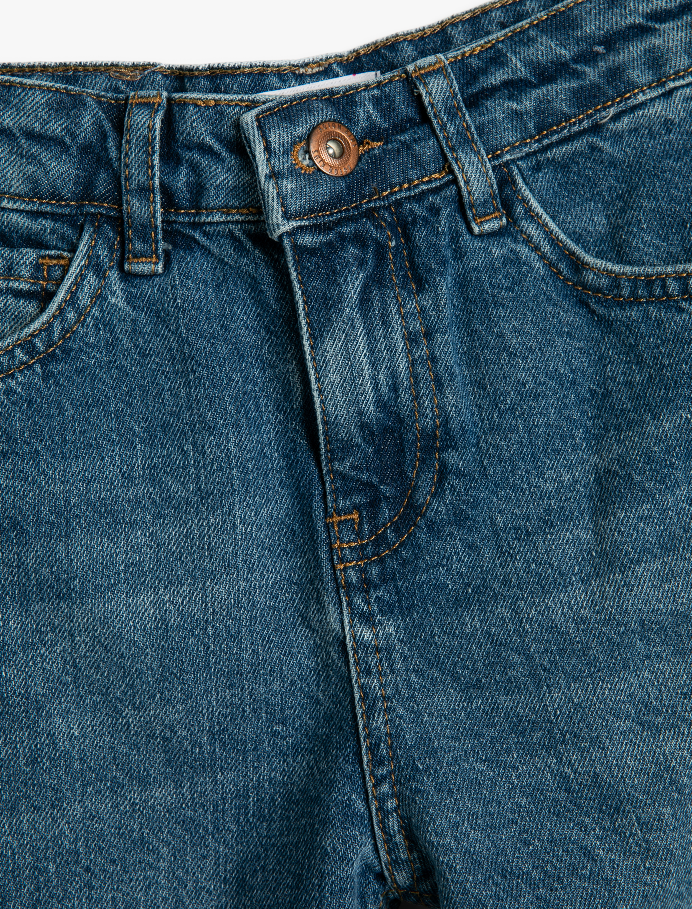  Kız Çocuk Kot Pantolon Bol Paça Cepli Pamuklu - Wide Leg Jean