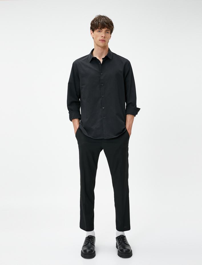  Spor Gömlek Slim Fit Klasik Yaka Uzun Kollu Non Iron