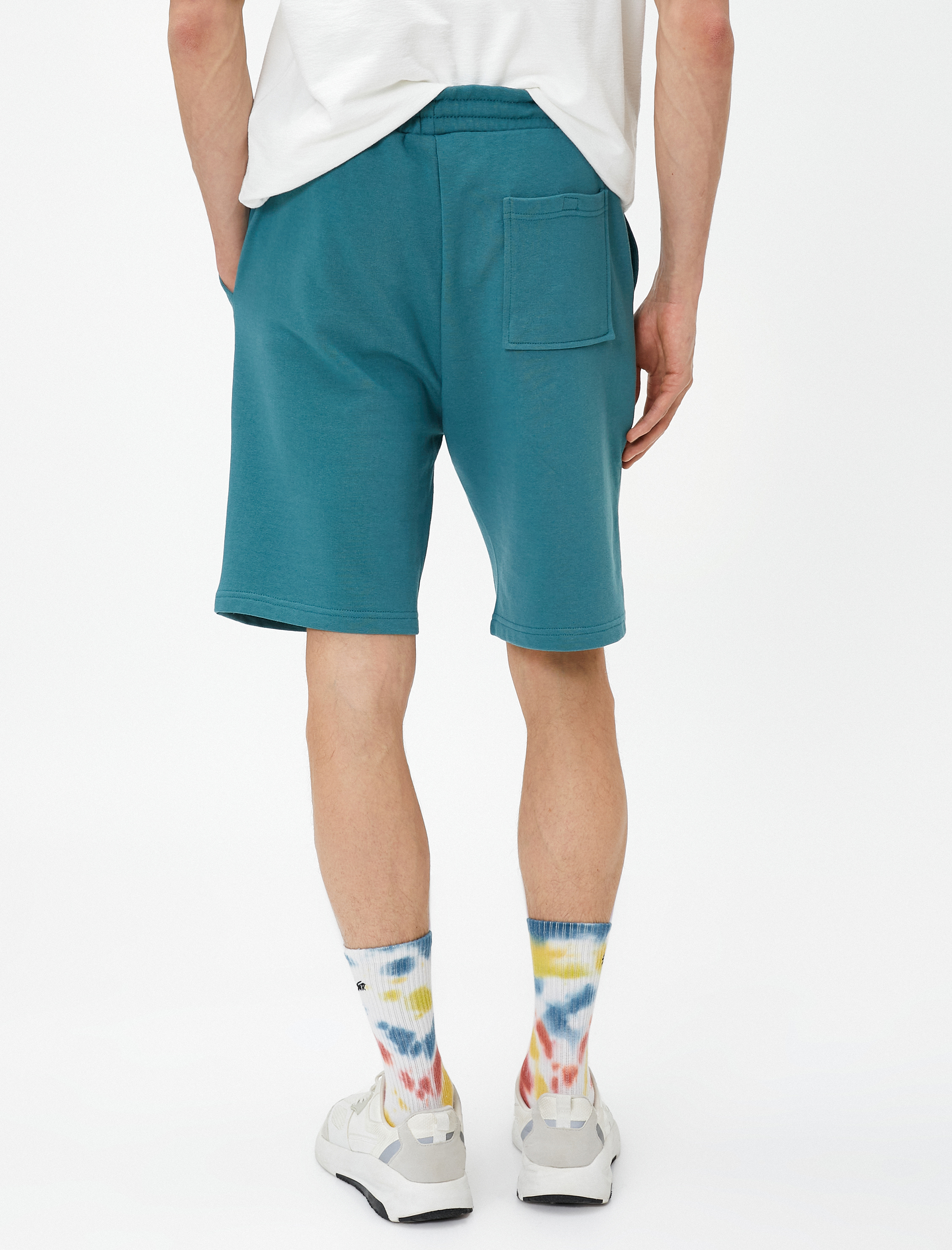 Beli Bağcıklı Şort Slogan Baskılı Cep Detaylı