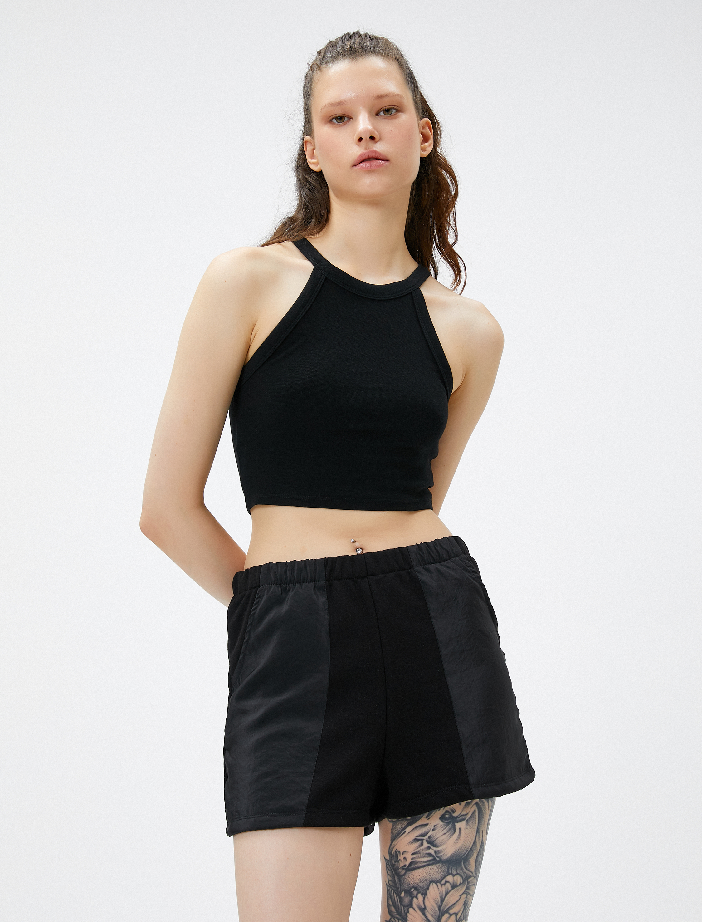   Mini Şort Beli Lastikli Cep Detaylı