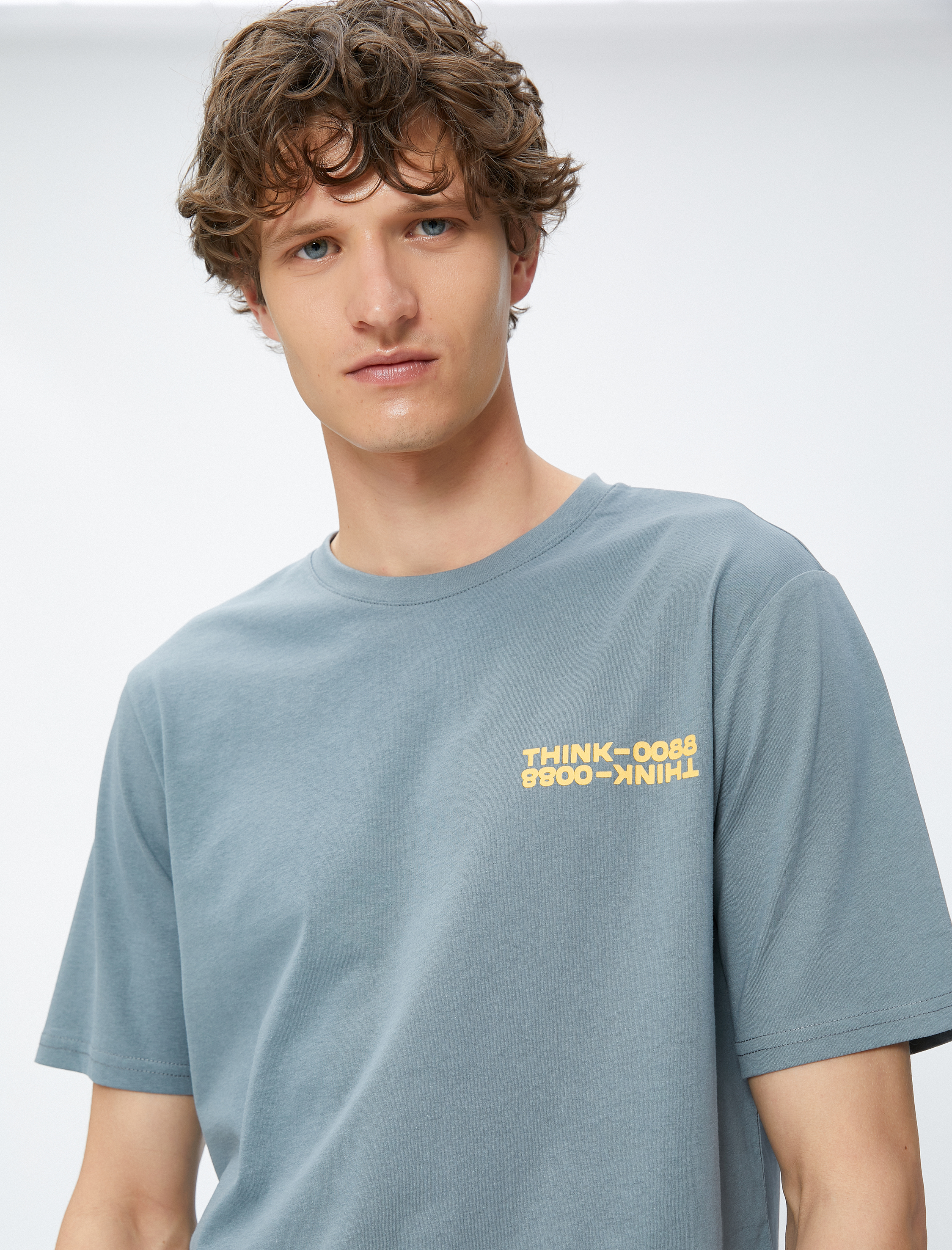   Slogan Baskılı Tişört Bisiklet Yaka Kısa Kollu Pamuklu