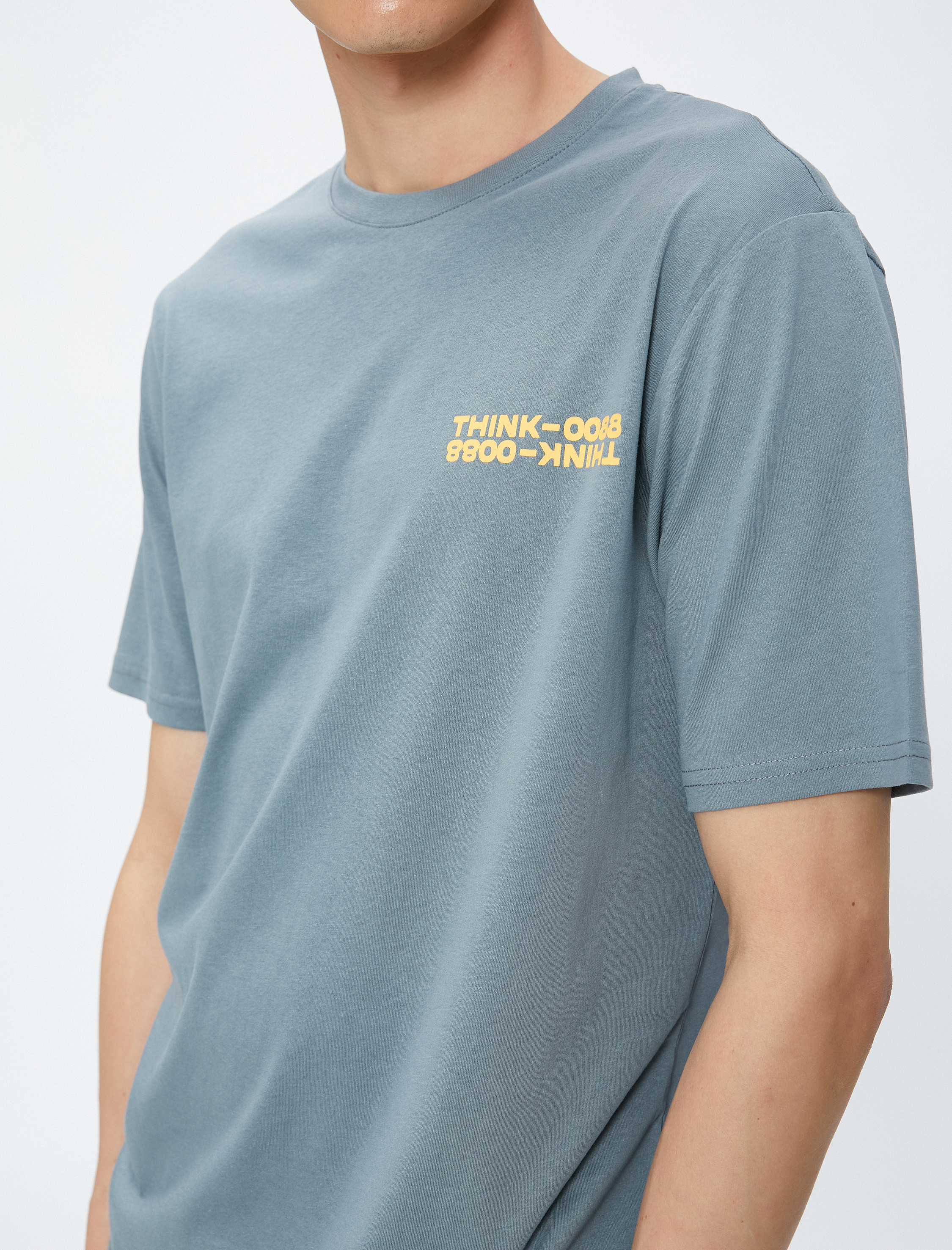   Slogan Baskılı Tişört Bisiklet Yaka Kısa Kollu Pamuklu