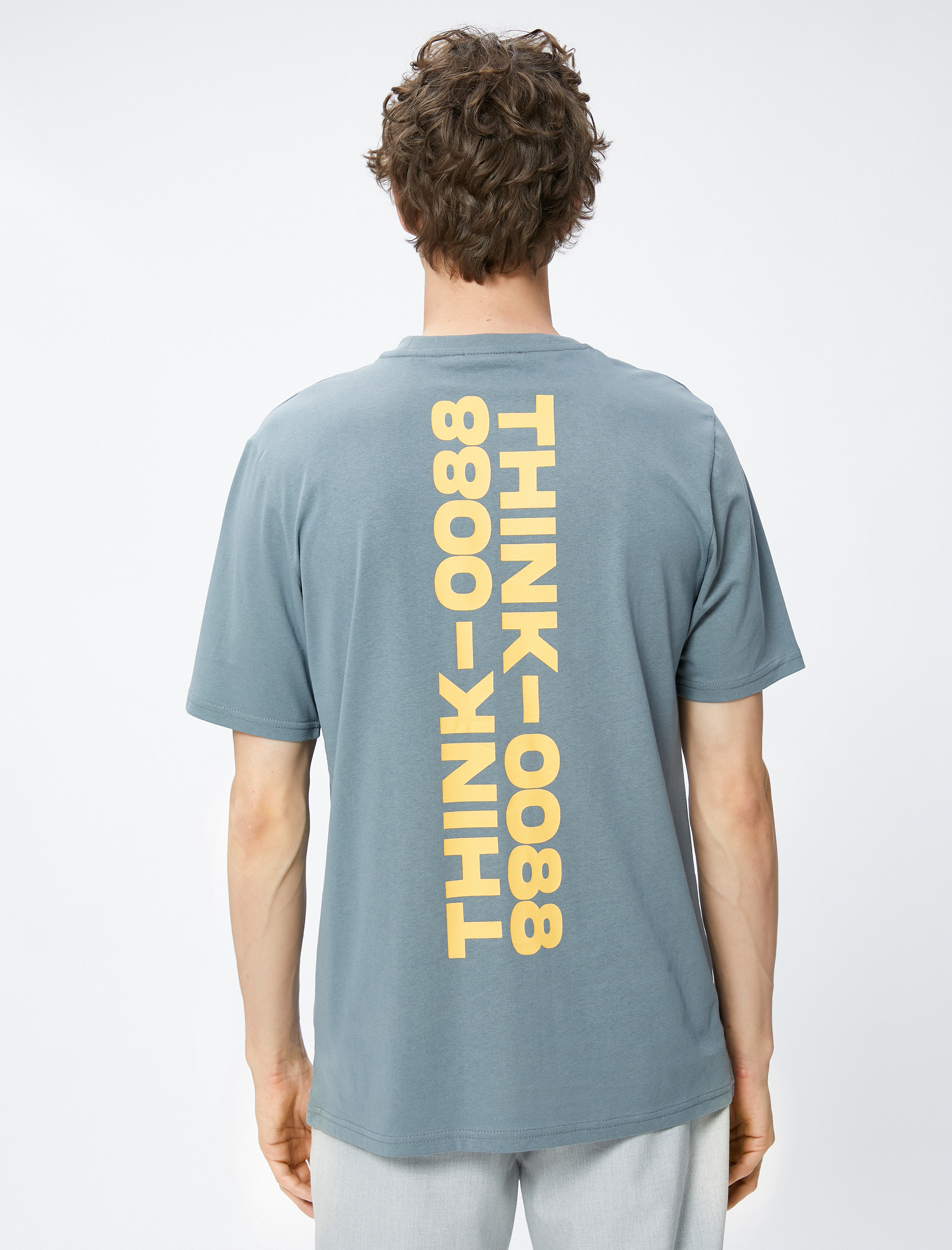   Slogan Baskılı Tişört Bisiklet Yaka Kısa Kollu Pamuklu