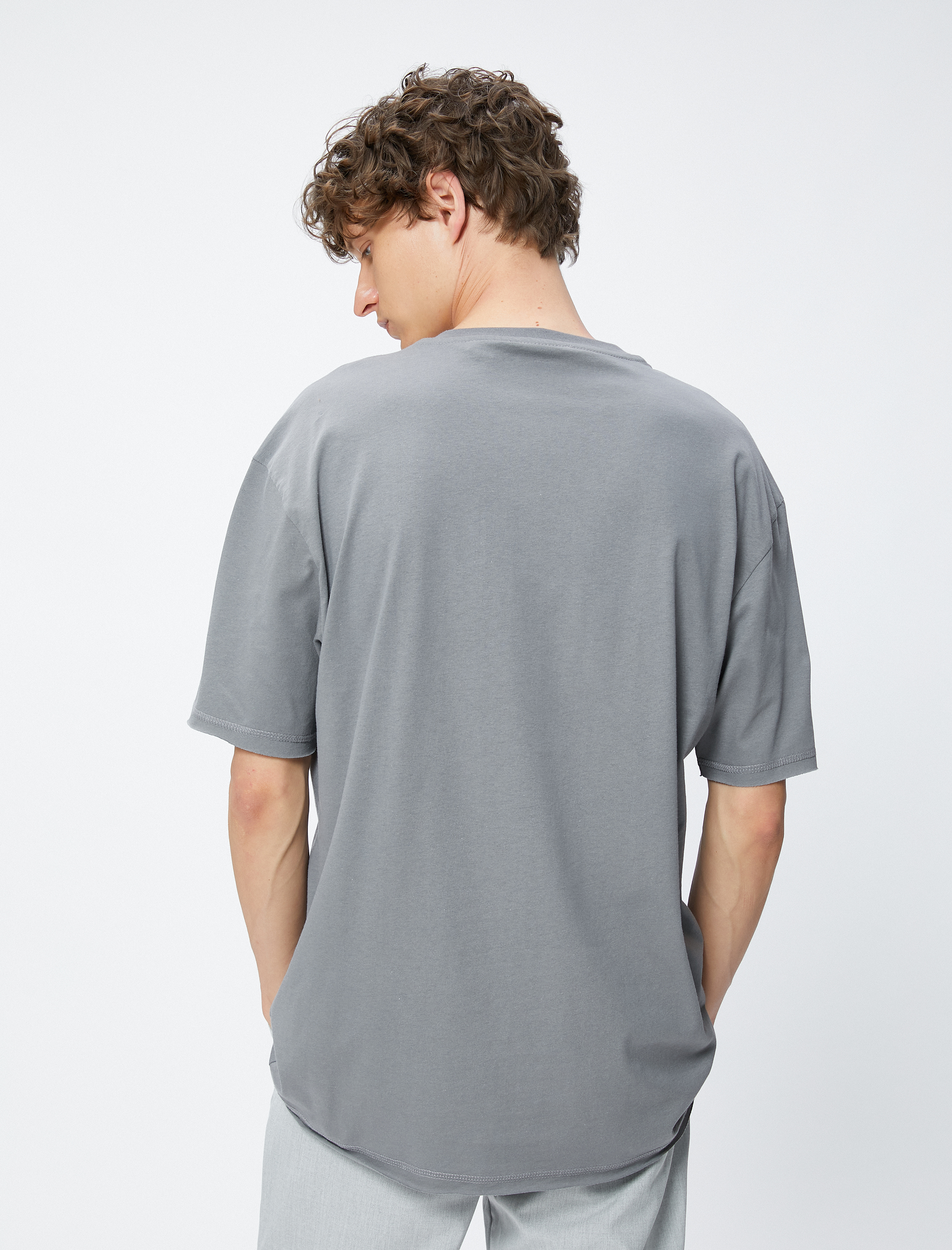   Oversize Tişört Basic Yarım Kollu Bisiklet Yaka