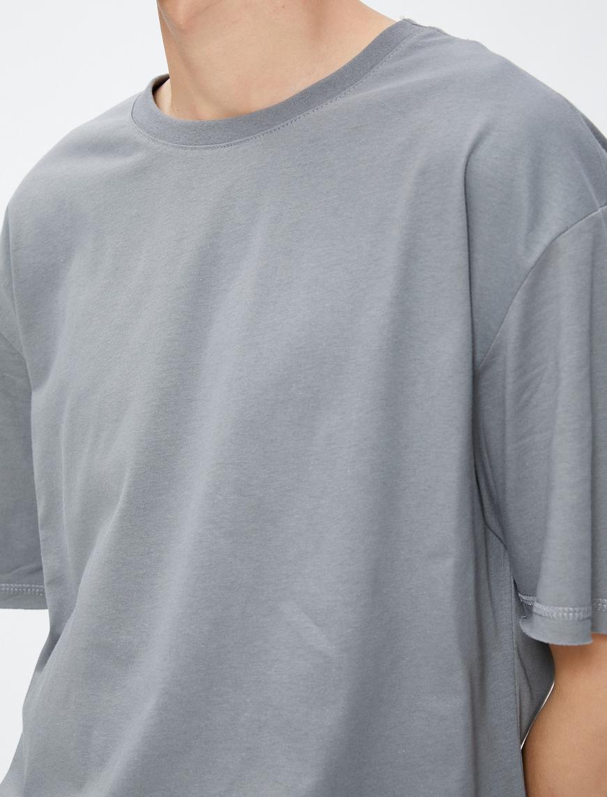   Oversize Tişört Basic Yarım Kollu Bisiklet Yaka