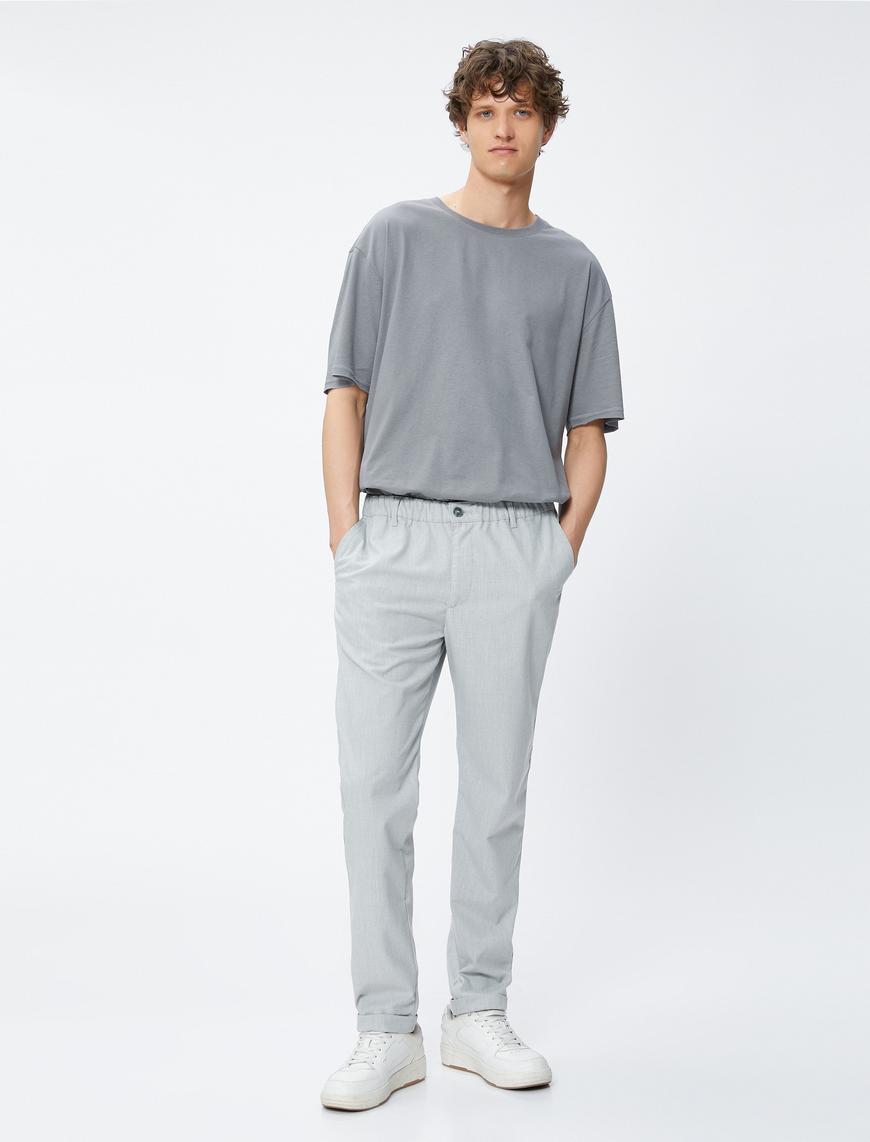   Oversize Tişört Basic Yarım Kollu Bisiklet Yaka