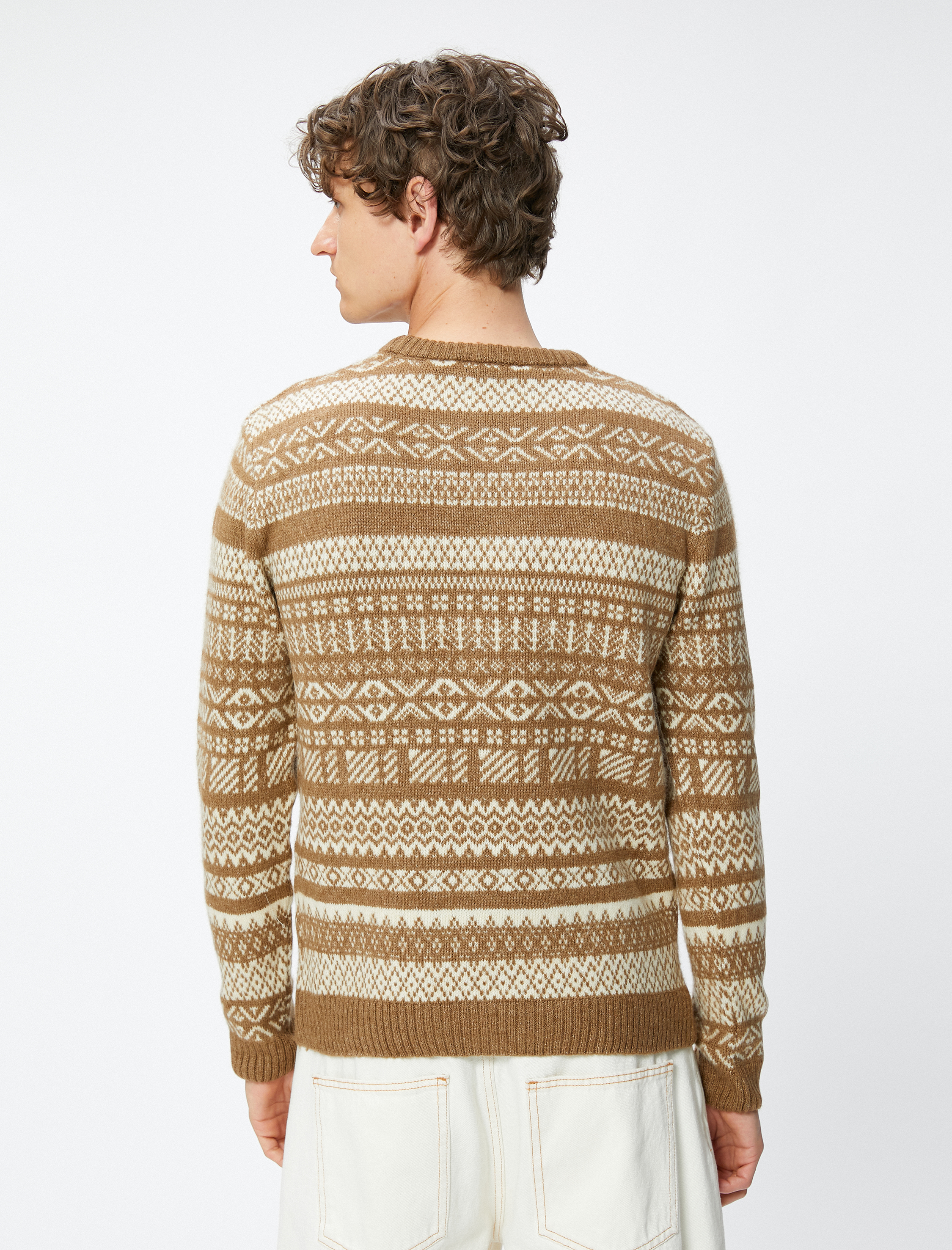   Yılbaşı Kazağı Uzun Kollu Bisiklet Yaka Etnik Desenli