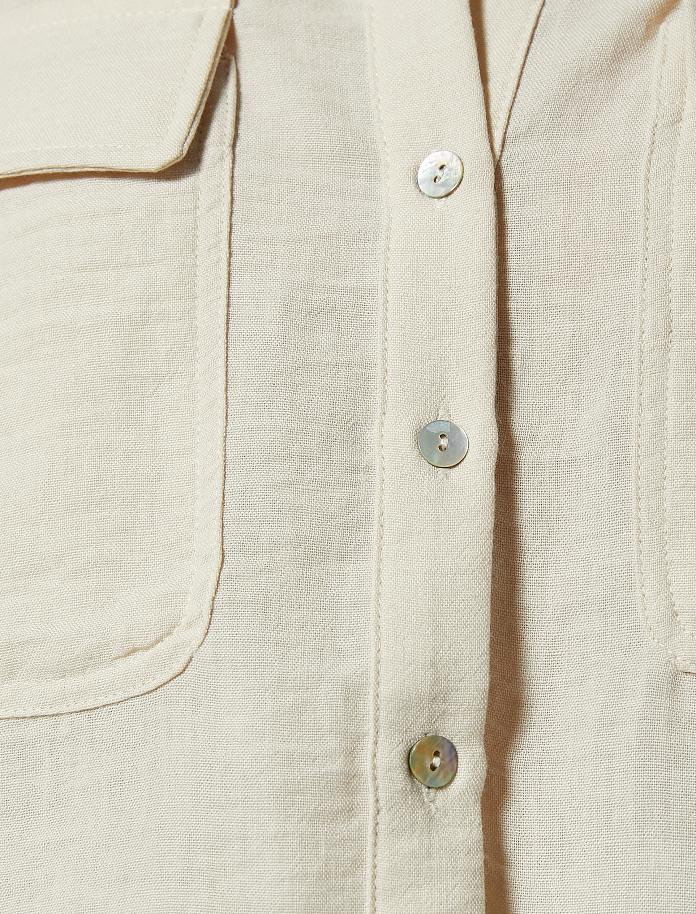   Crop Safari Gömlek Cepli Kısa Kollu