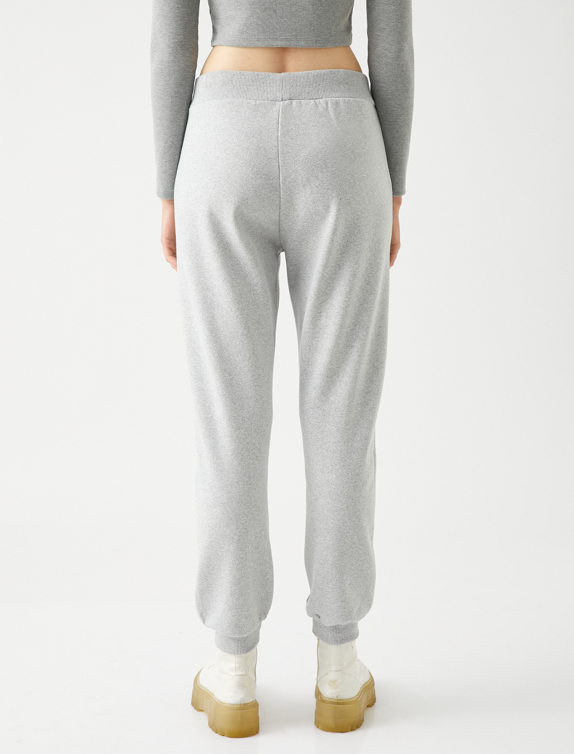   Jogger Eşofman Altı Yüksek Bel Baskılı Bağcıklı Cepli