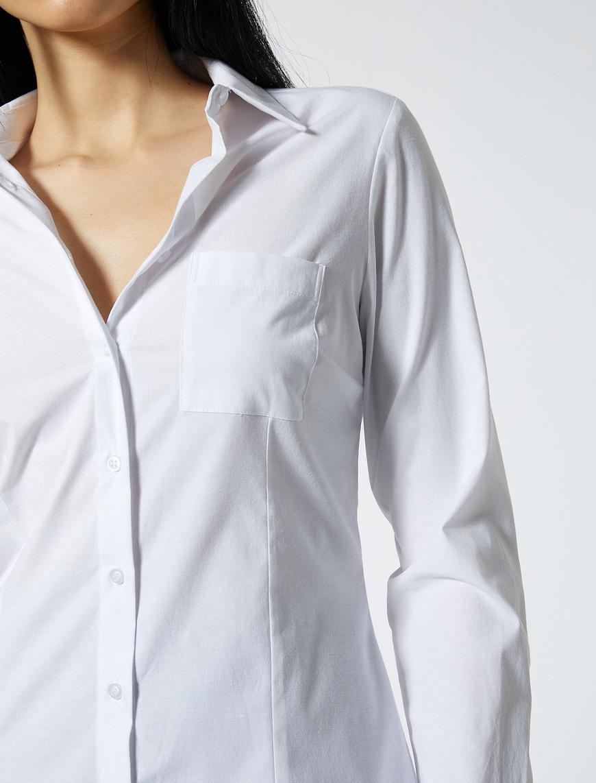   Basic Gömlek Uzun Kollu Cep Detaylı