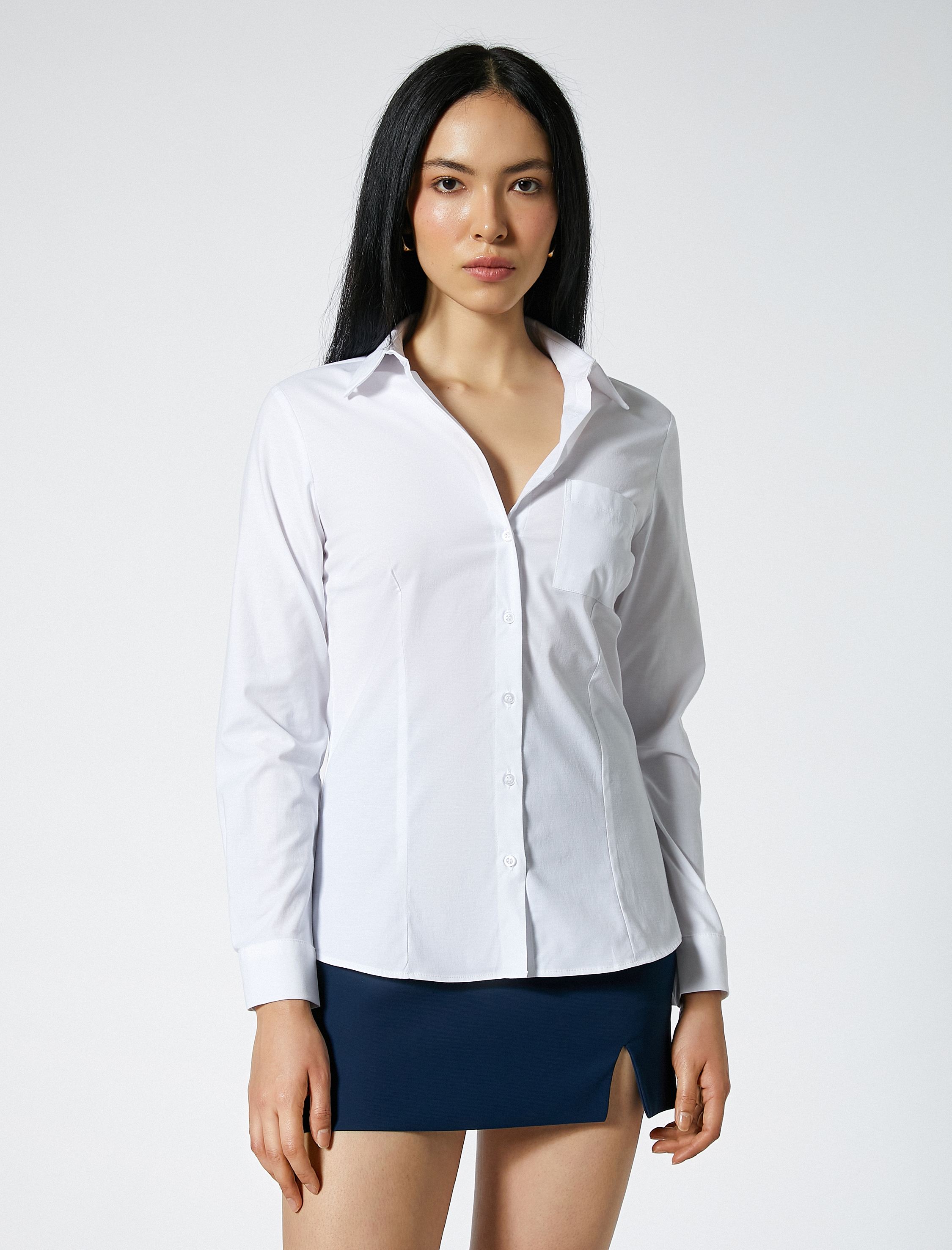   Basic Gömlek Uzun Kollu Cep Detaylı