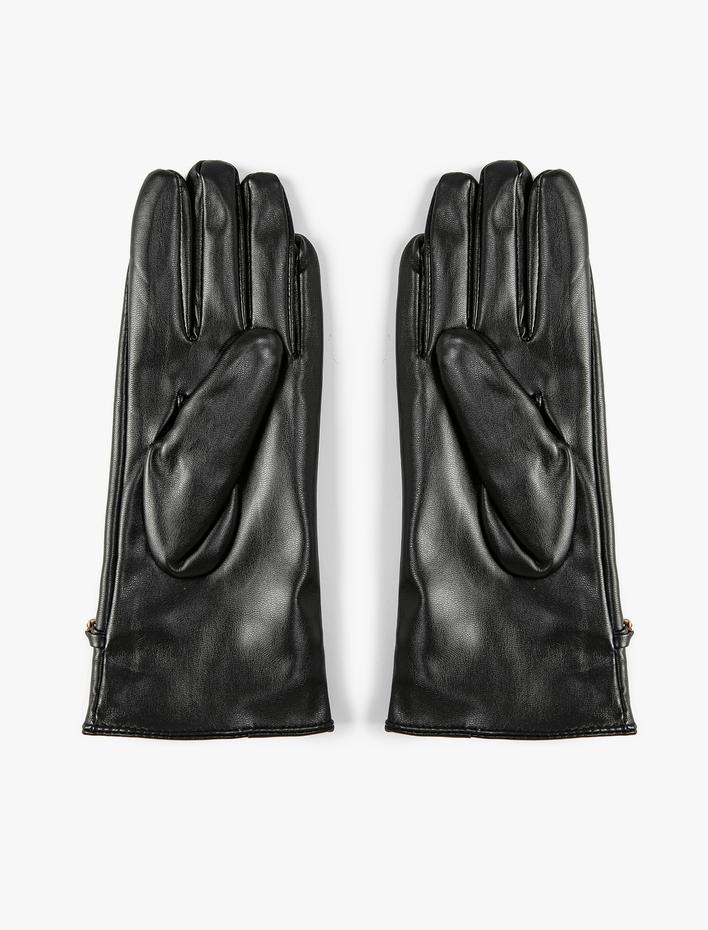 Kadın Eldiven Suni Deri Zincir Detaylı