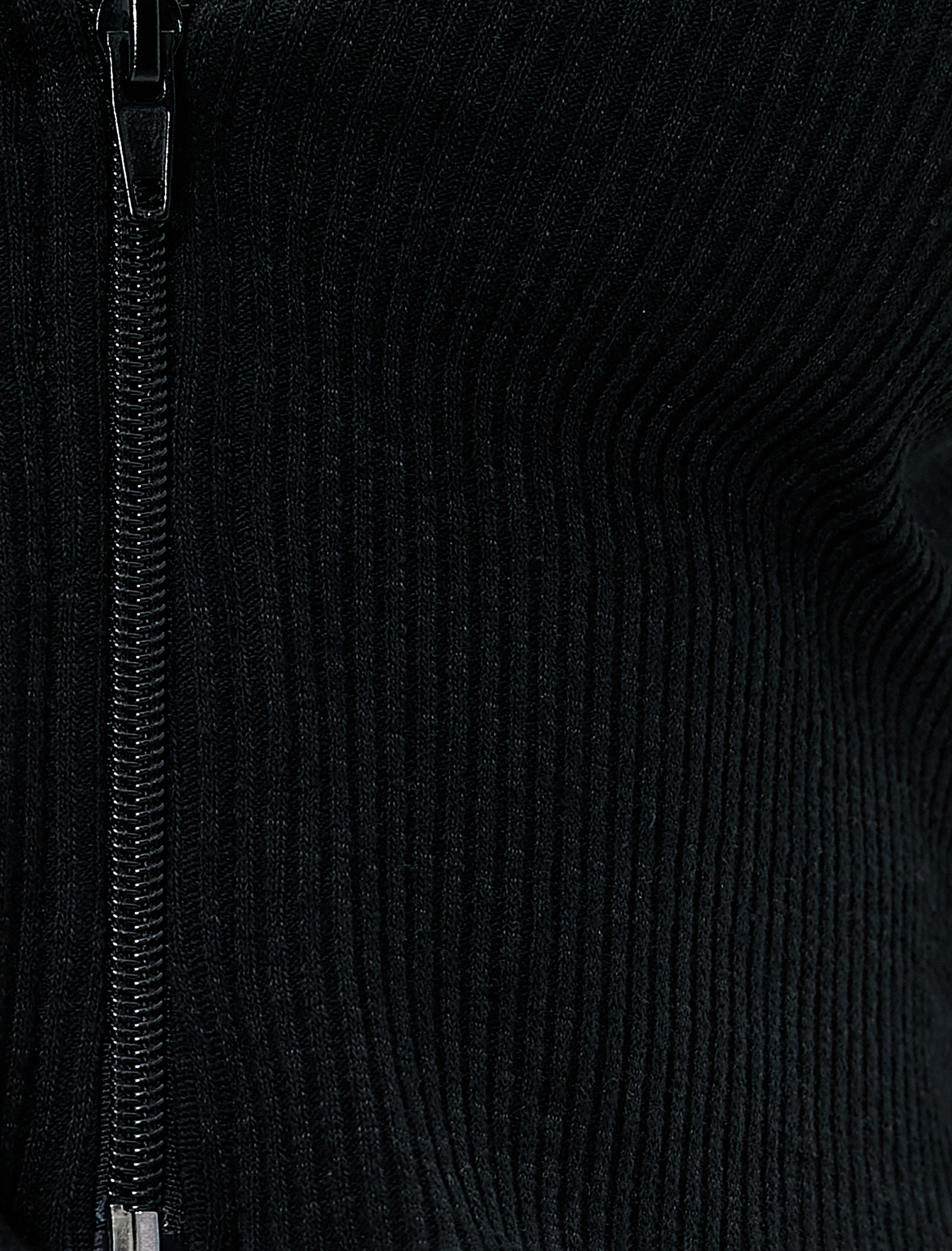   Kapüşonlu Hırka Crop Fermuarlı Kaşkorse Dikiş Detaylı