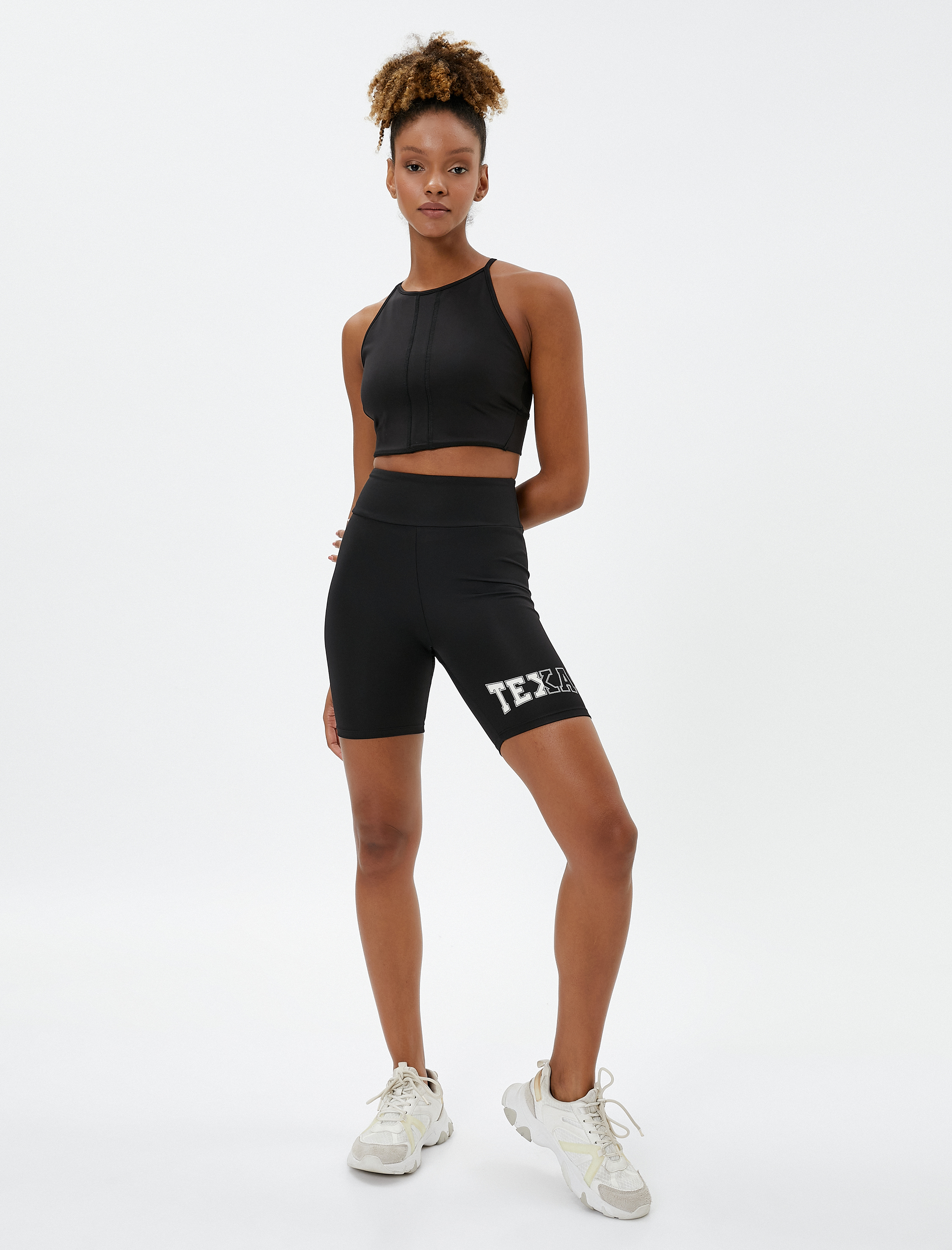   Biker Tayt Baskılı Yüksek Bel