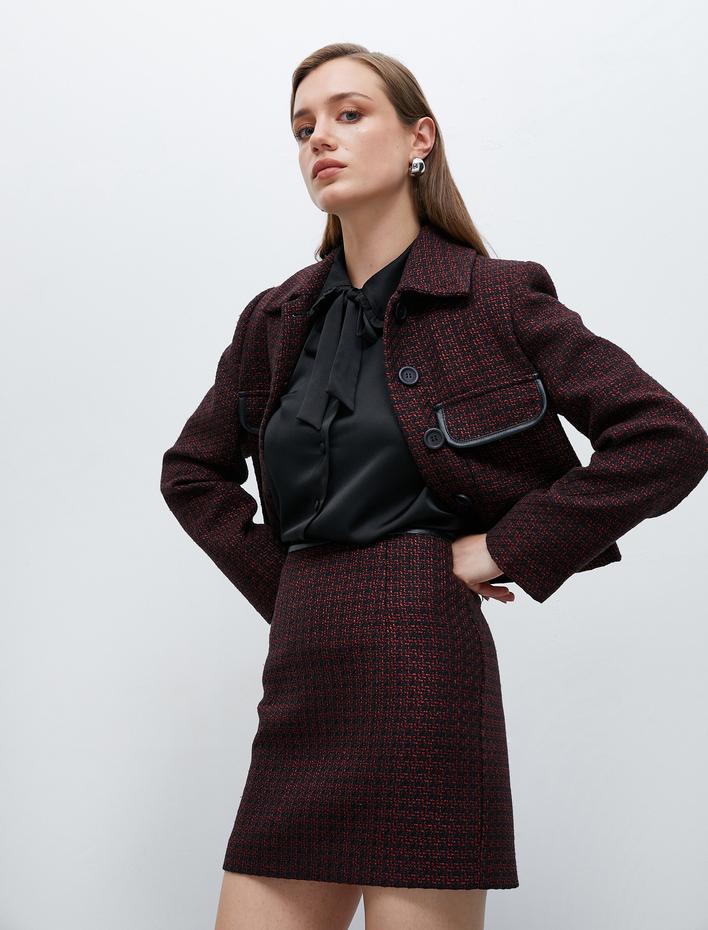  Mini Tüvit Etek Suni Deri Detaylı