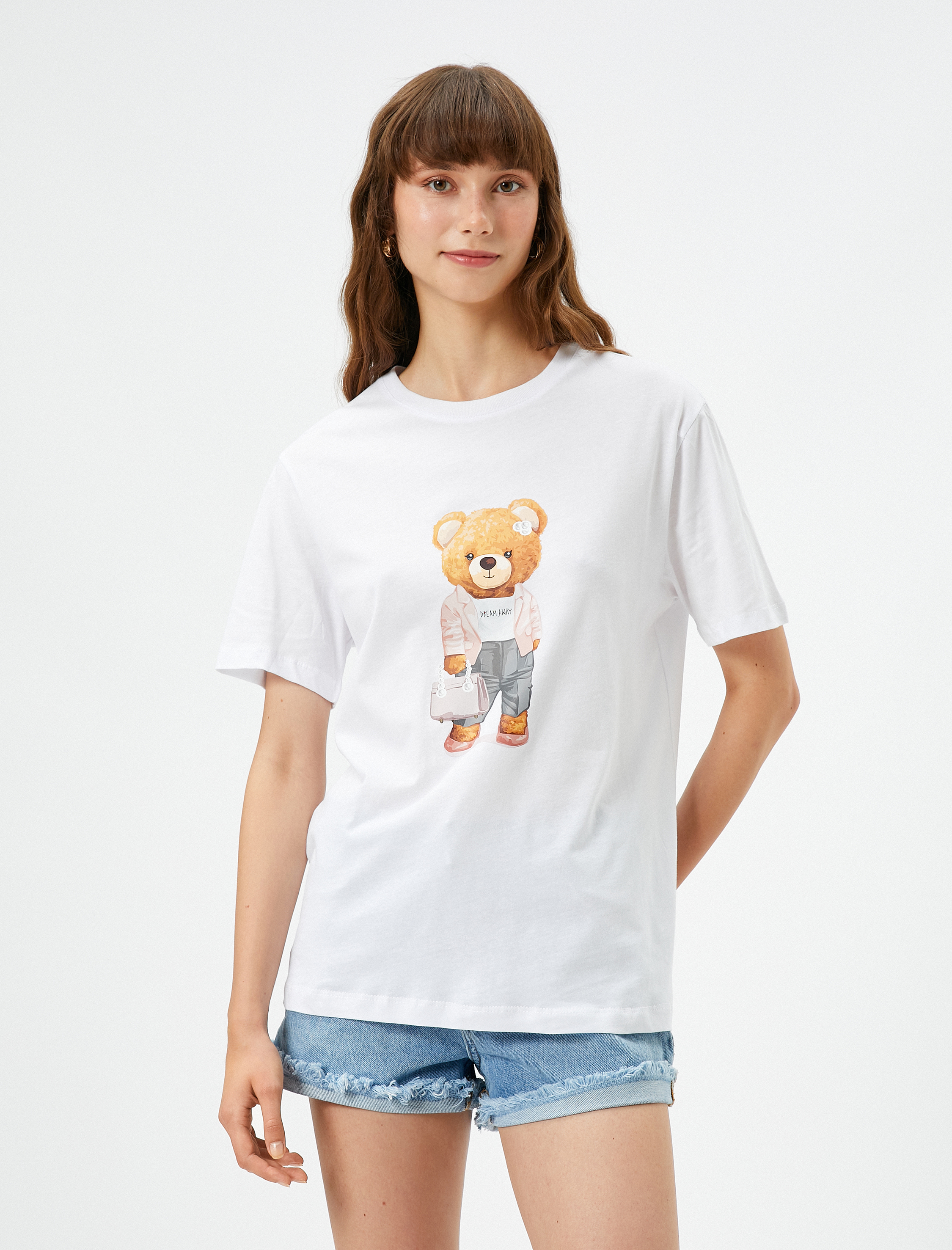   Ayıcık Baskılı Tişört Pamuklu