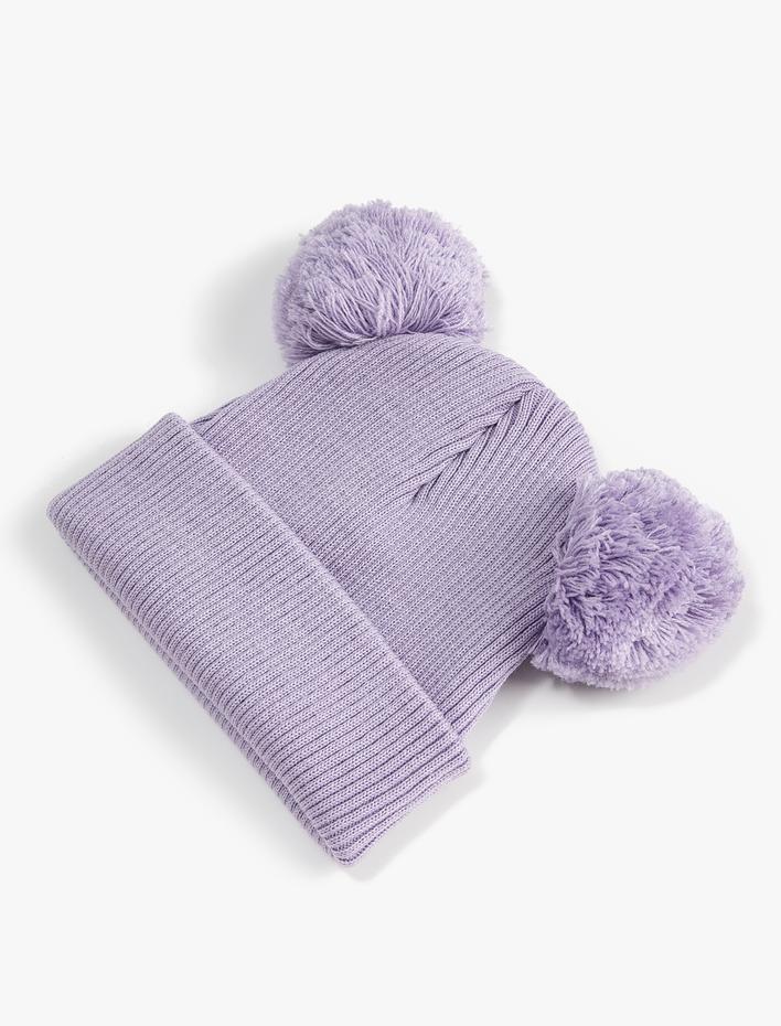 Kız Bebek Ponponlu Triko Bere