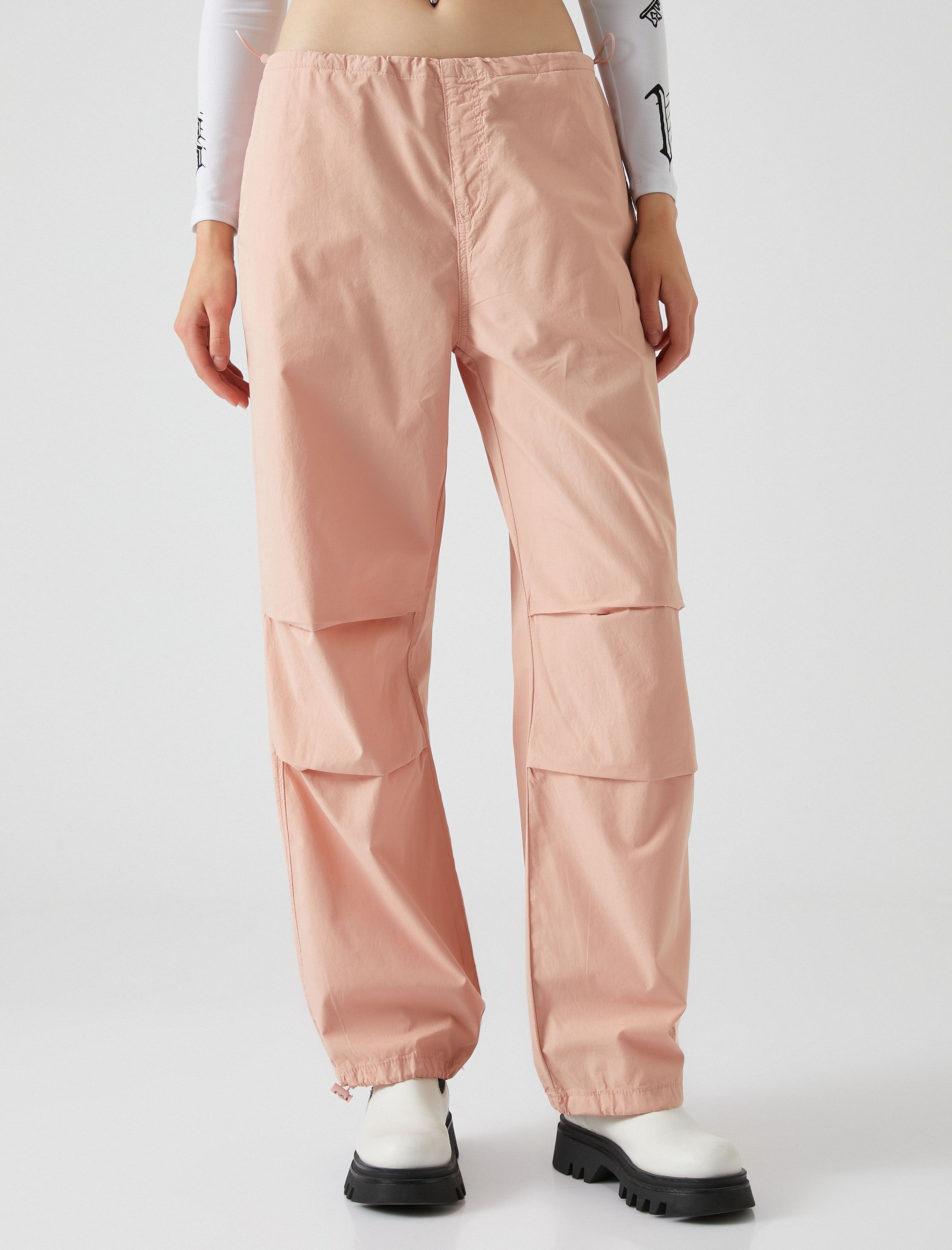   Paraşüt Pantolon Cep Detaylı Lastikli Stoperli Pamuklu