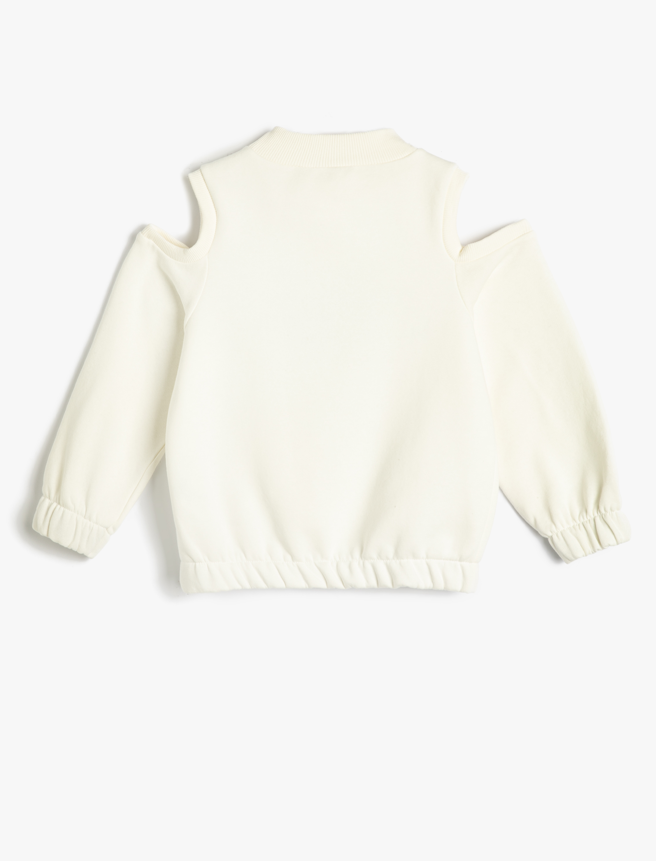  Kız Çocuk Sweatshirt Pencere Detaylı Beli ve Manşetleri Lastikli Parıltılı Baskılı Şardonlu