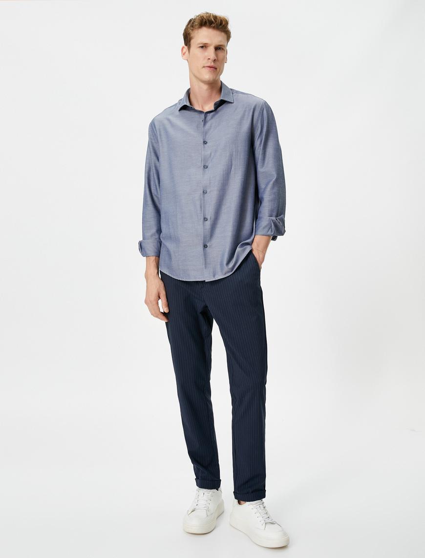   Basic Gömlek Uzun Kollu Klasik Yaka Düğmeli Non Iron
