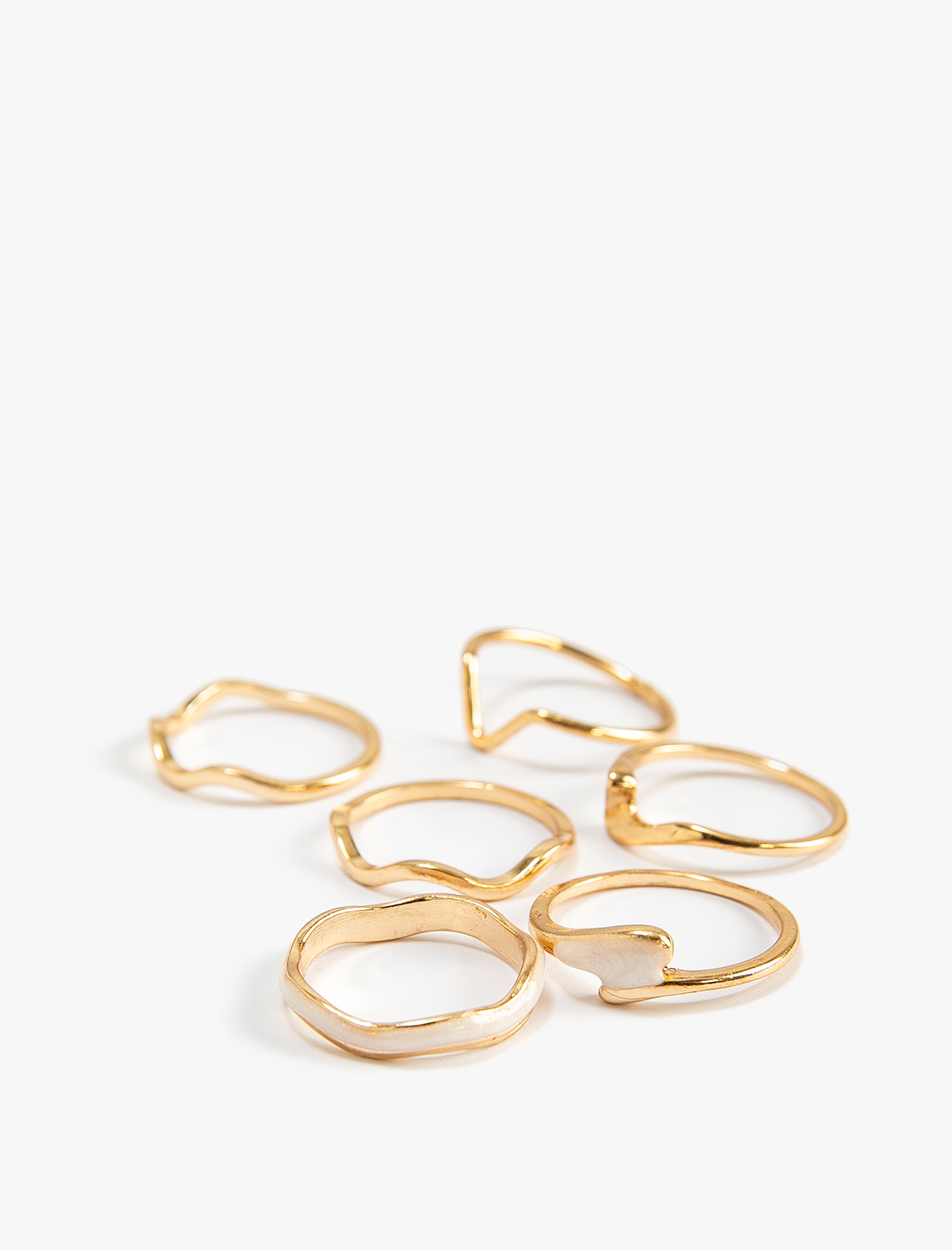  Kadın Yüzük Seti 6'lı Metal İnce Dokulu