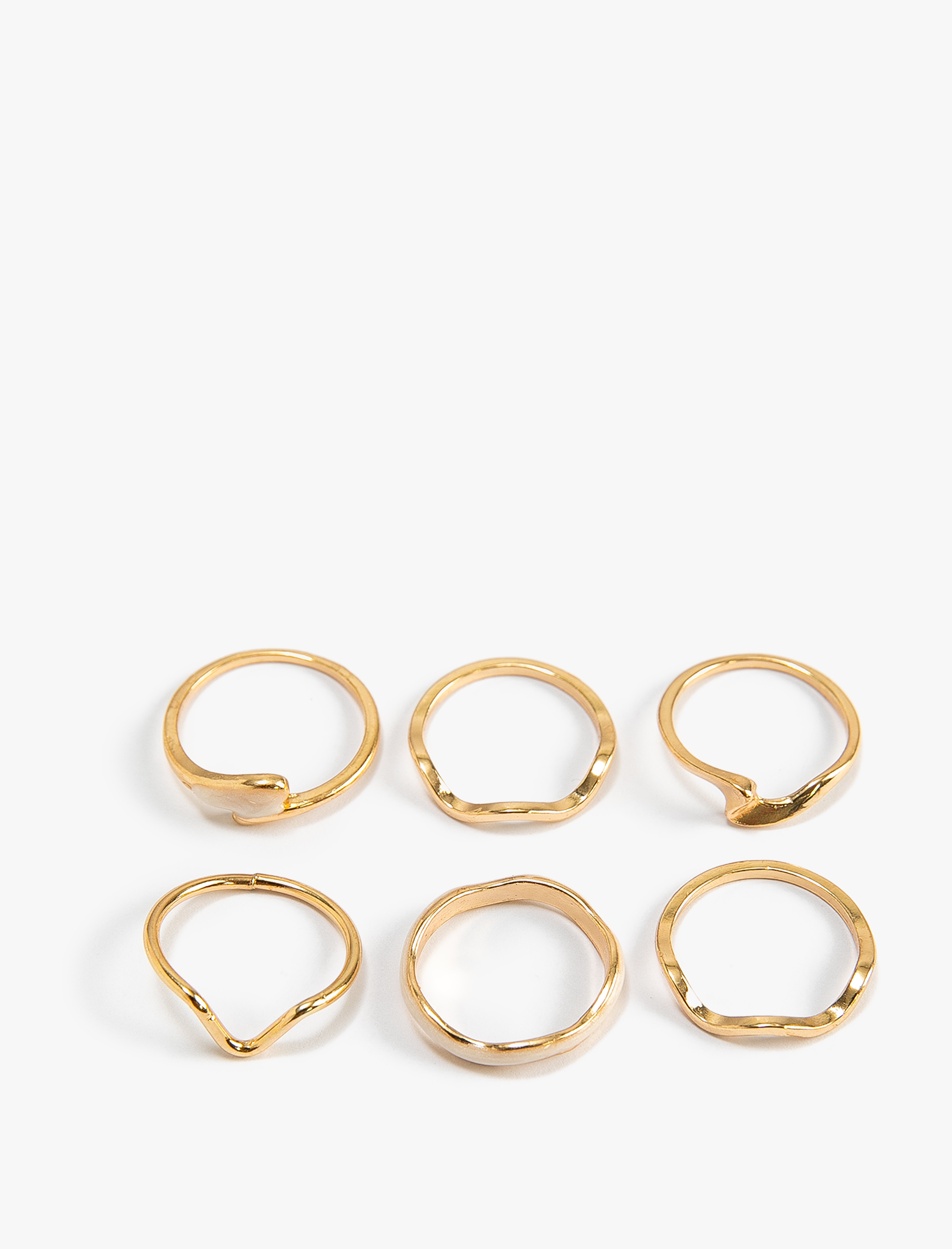  Kadın Yüzük Seti 6'lı Metal İnce Dokulu