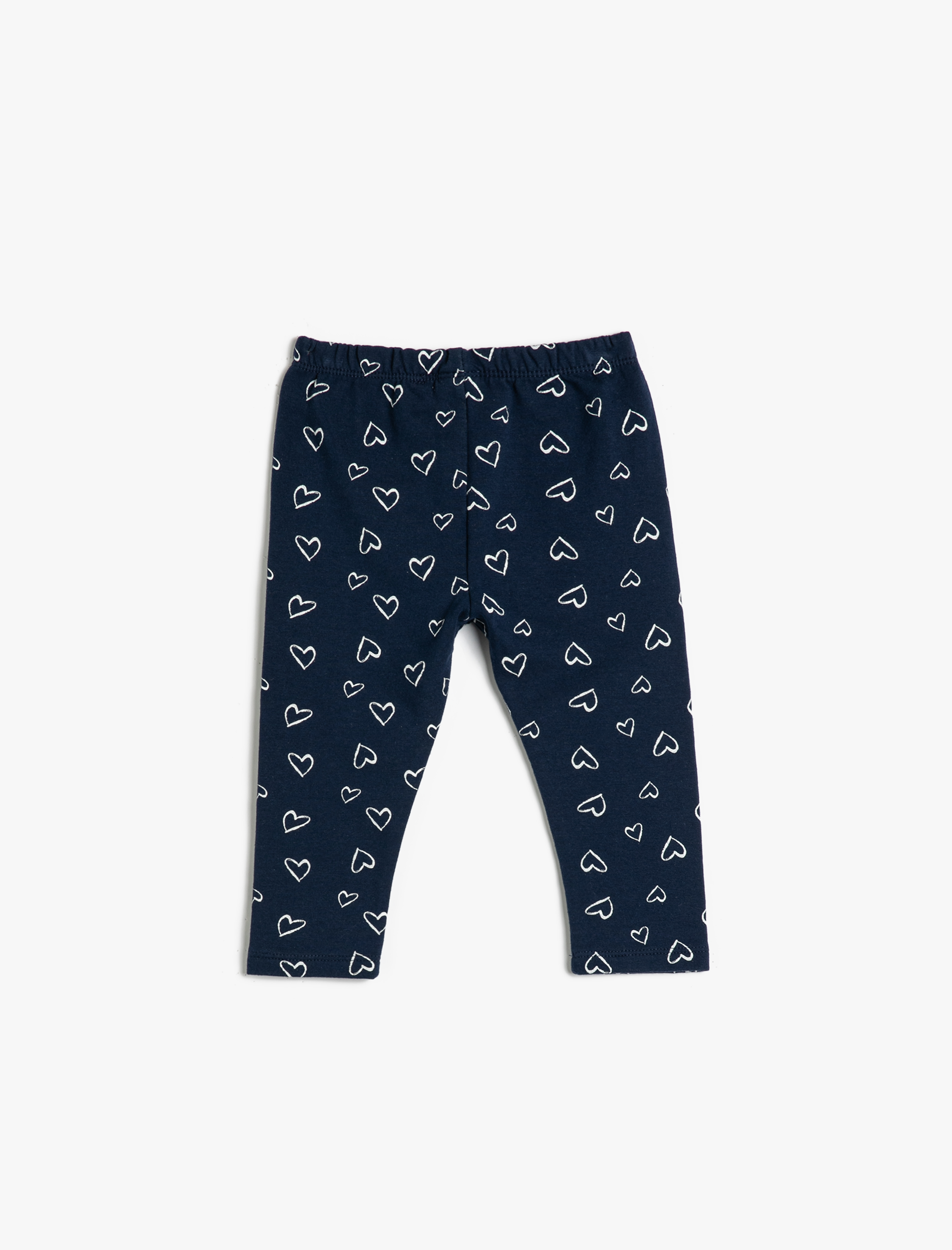  Kız Bebek Tayt Kalp Baskılı Beli Lastikli Pamuklu Şardonlu