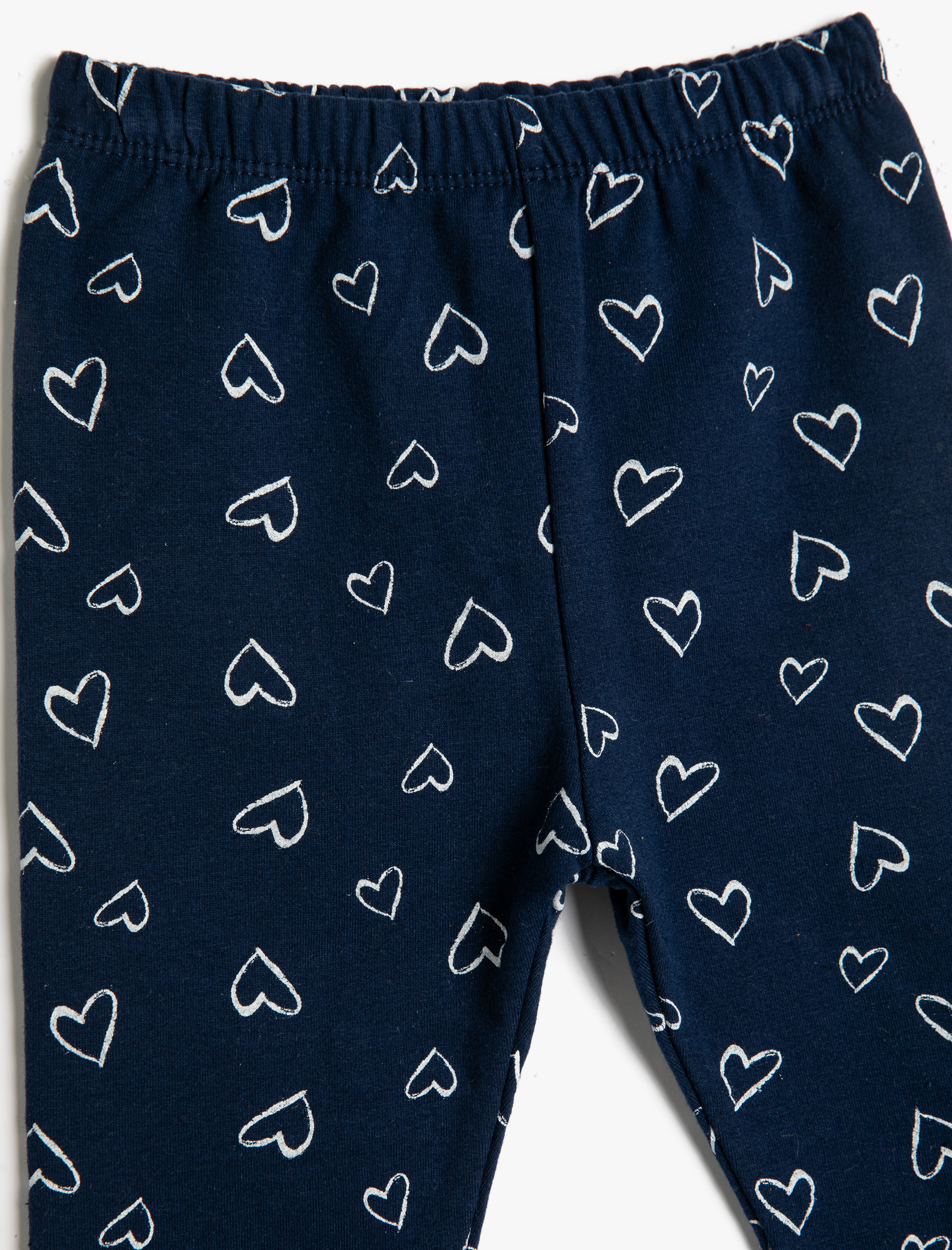  Kız Bebek Tayt Kalp Baskılı Beli Lastikli Pamuklu Şardonlu