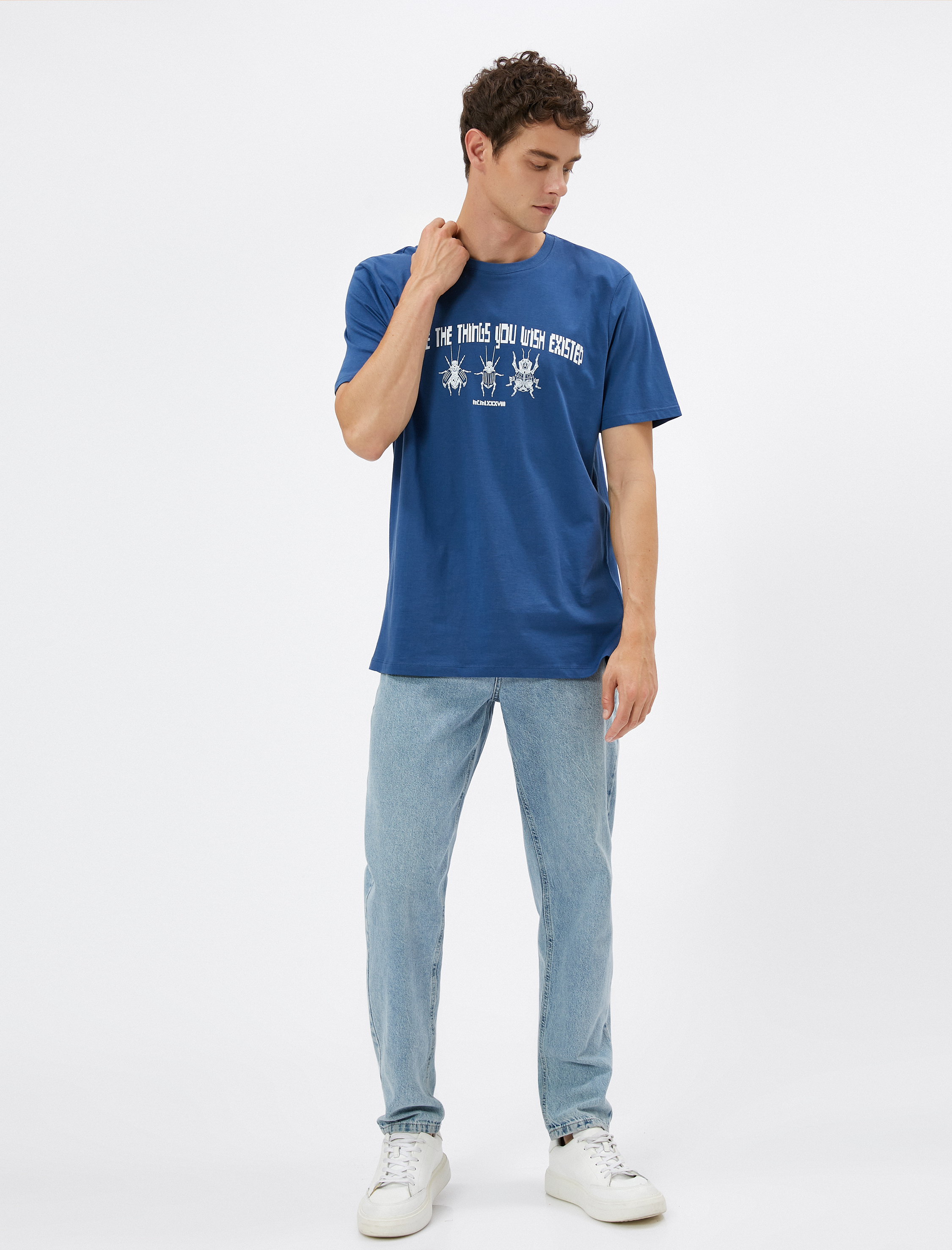   Baskılı Tişört Oyun Temalı Sloganlı Bisiklet Yaka Pamuklu