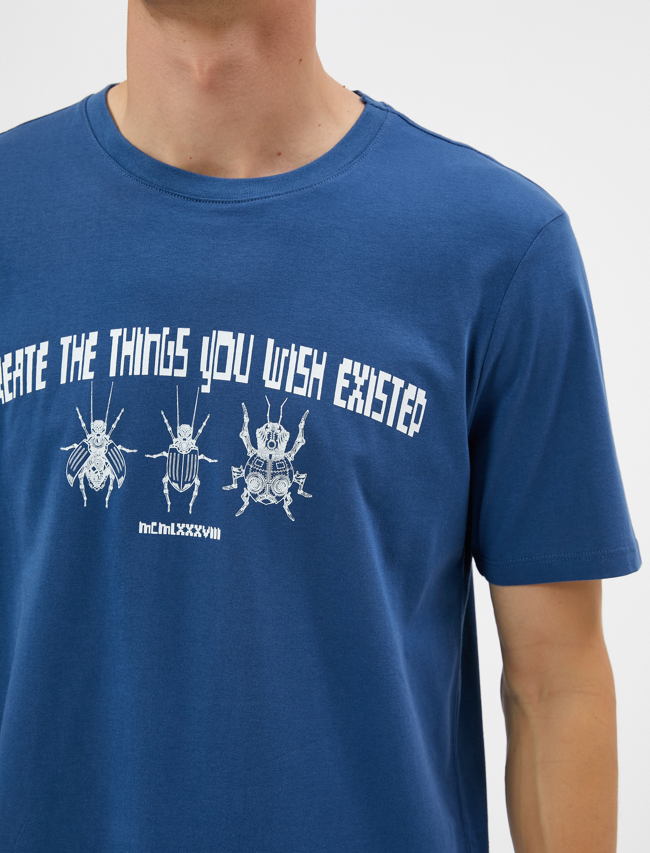   Baskılı Tişört Oyun Temalı Sloganlı Bisiklet Yaka Pamuklu