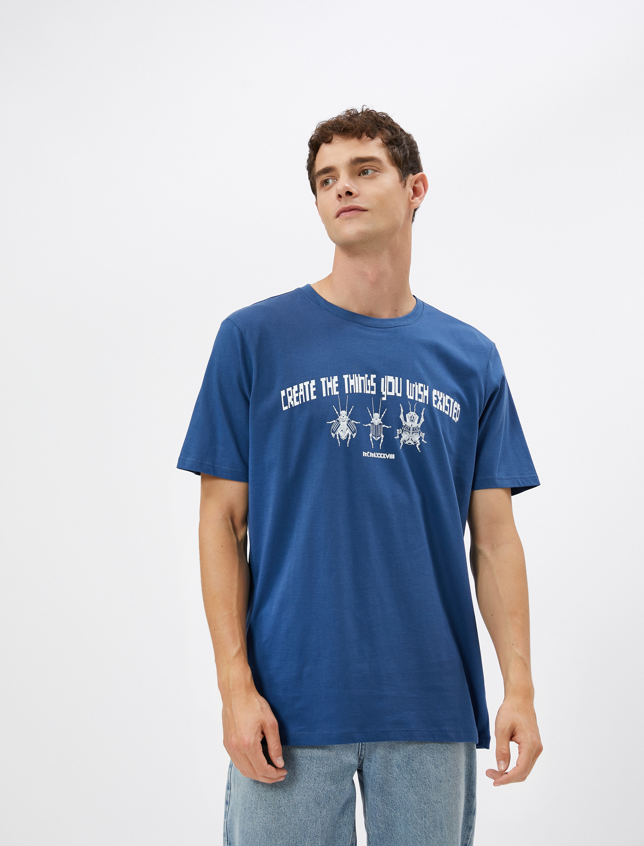   Baskılı Tişört Oyun Temalı Sloganlı Bisiklet Yaka Pamuklu