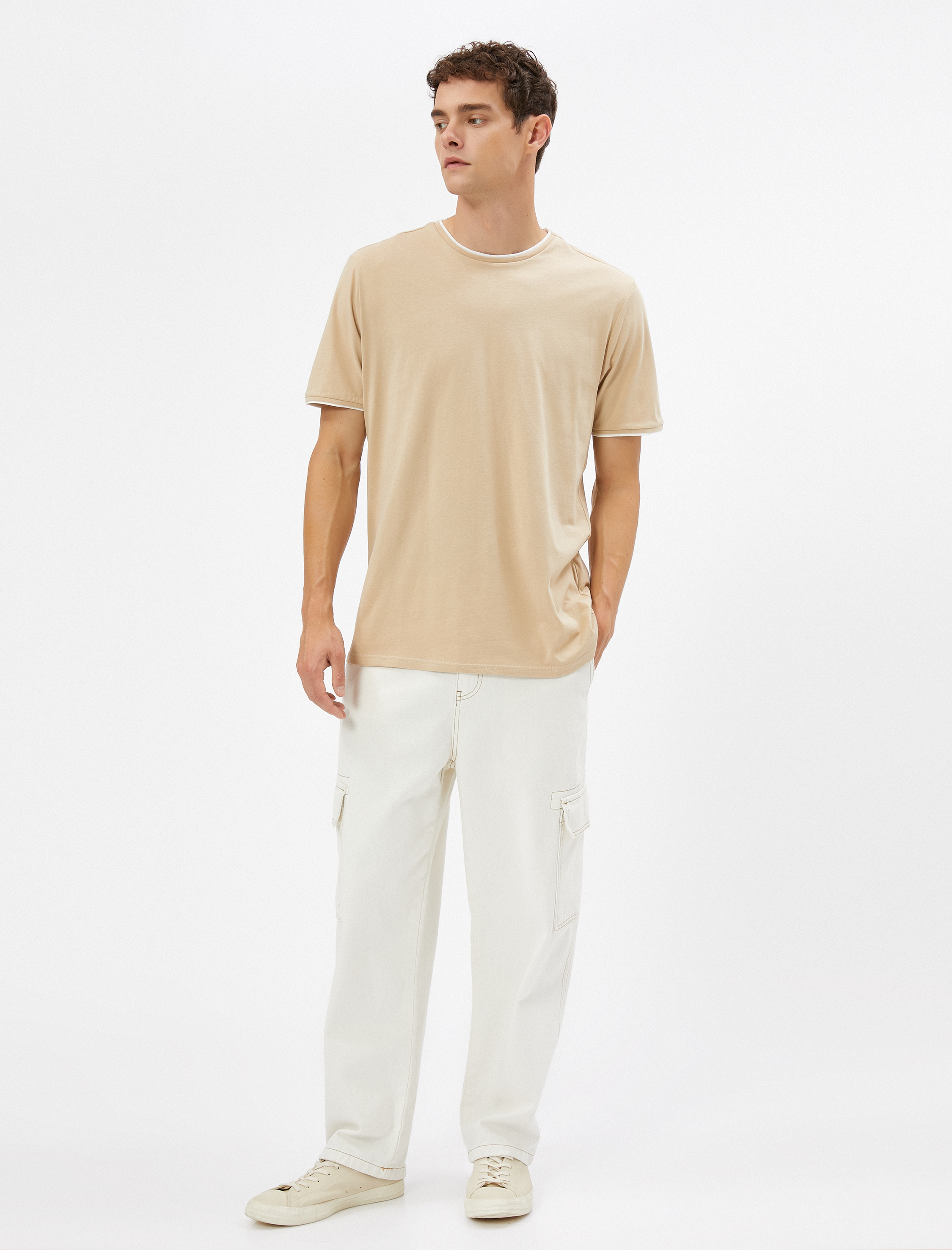   Basic Tişört Bisiklet Yaka Kısa Kollu Pamuklu