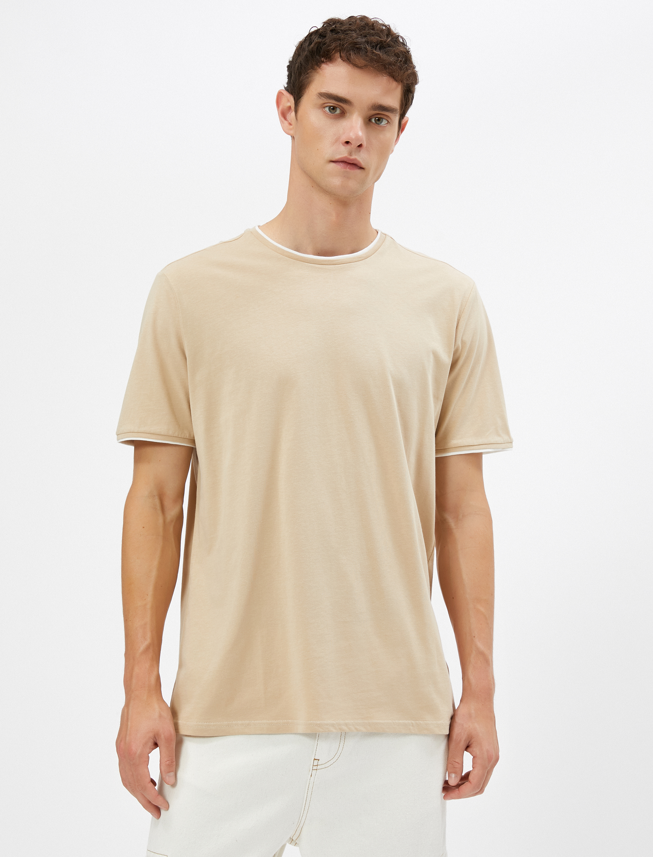   Basic Tişört Bisiklet Yaka Kısa Kollu Pamuklu