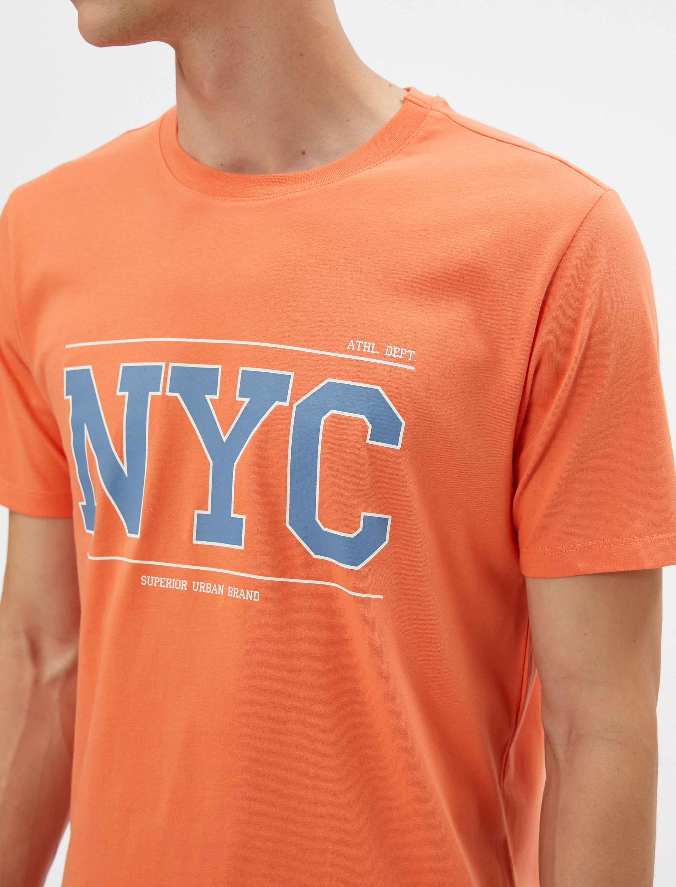   Kolej Tişört Baskılı Bisiklet Yaka Kısa Kollu Pamuklu