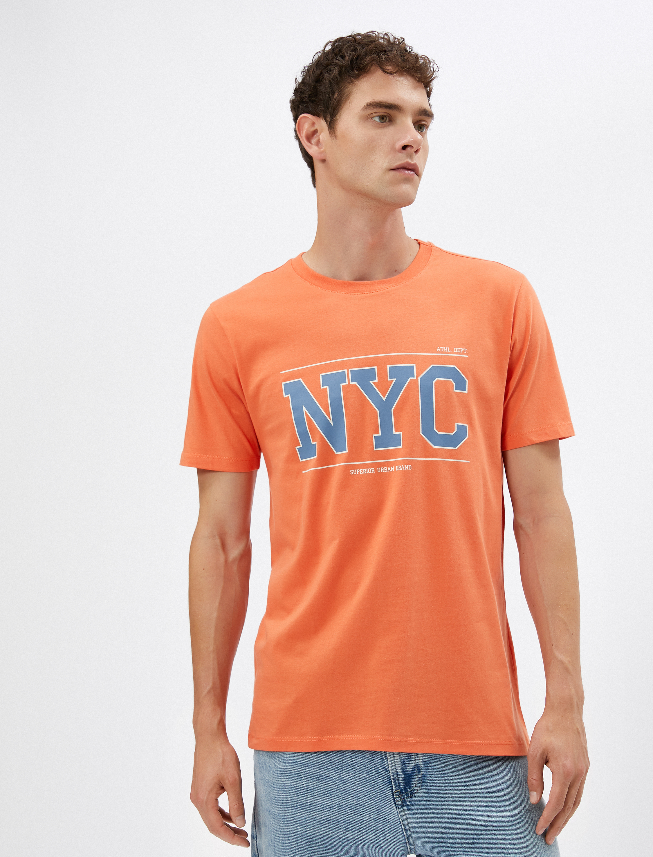   Kolej Tişört Baskılı Bisiklet Yaka Kısa Kollu Pamuklu