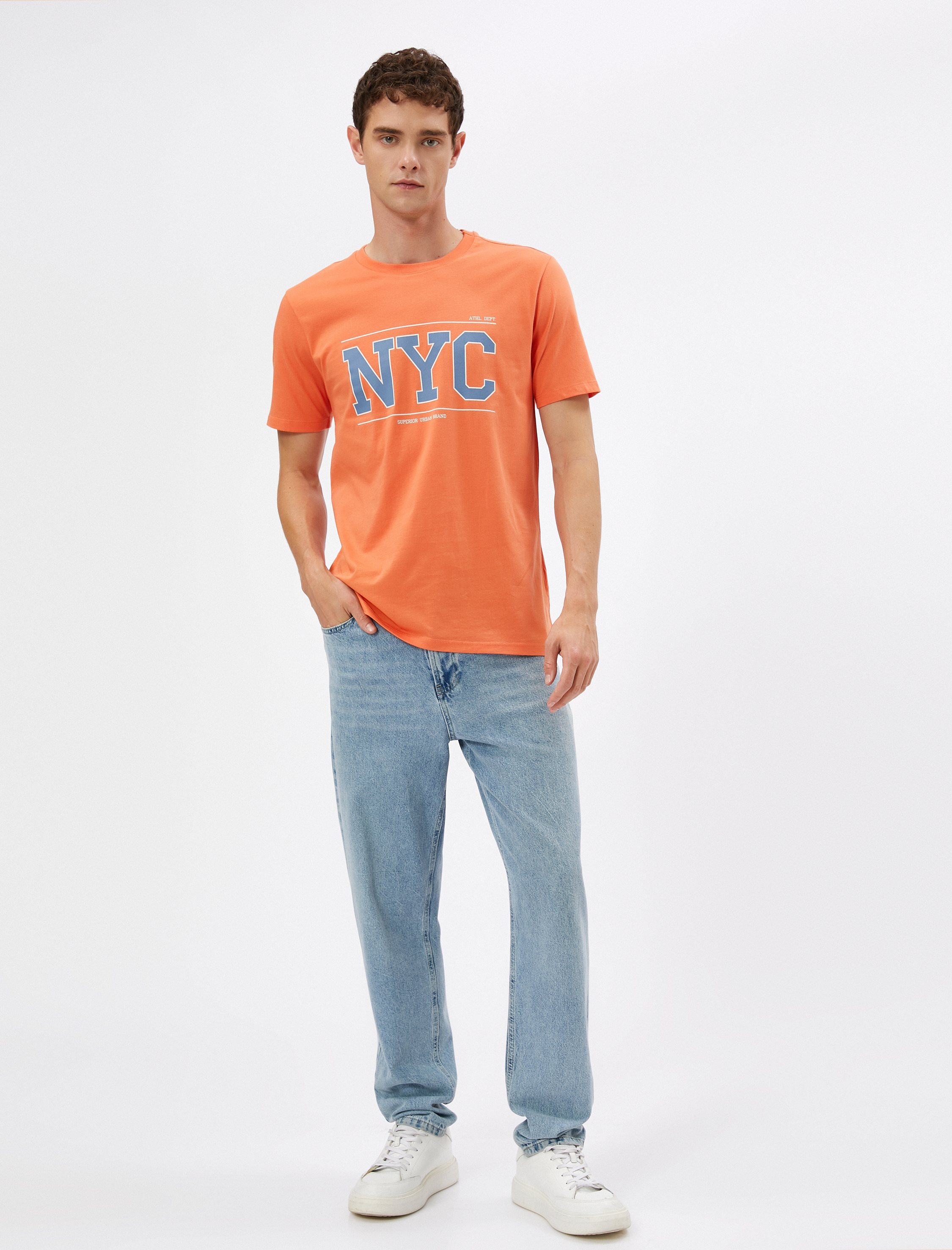   Kolej Tişört Baskılı Bisiklet Yaka Kısa Kollu Pamuklu