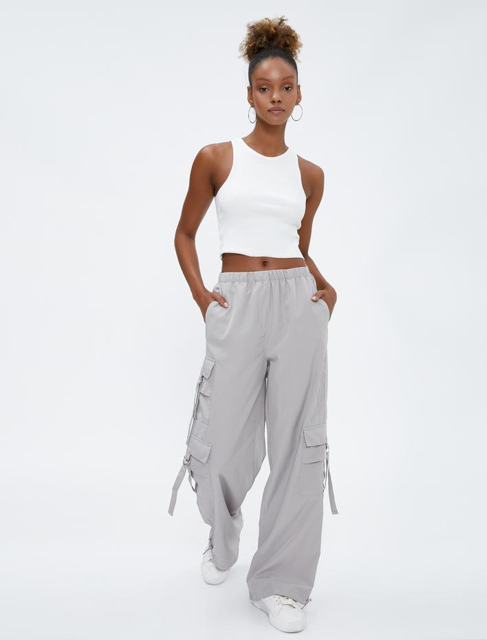  Kargo Pantolon Bol Paça Rahat Kesim Yandan Çok Cepli
