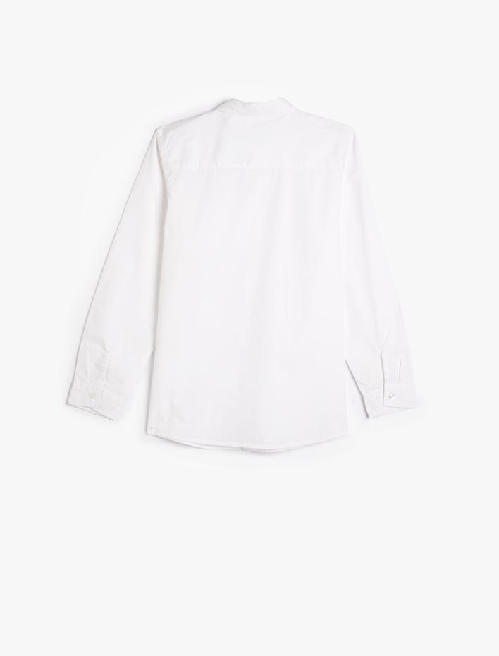 Erkek Çocuk Gömlek Cep Detaylı Uzun Kollu Pamuklu Klasik Yaka