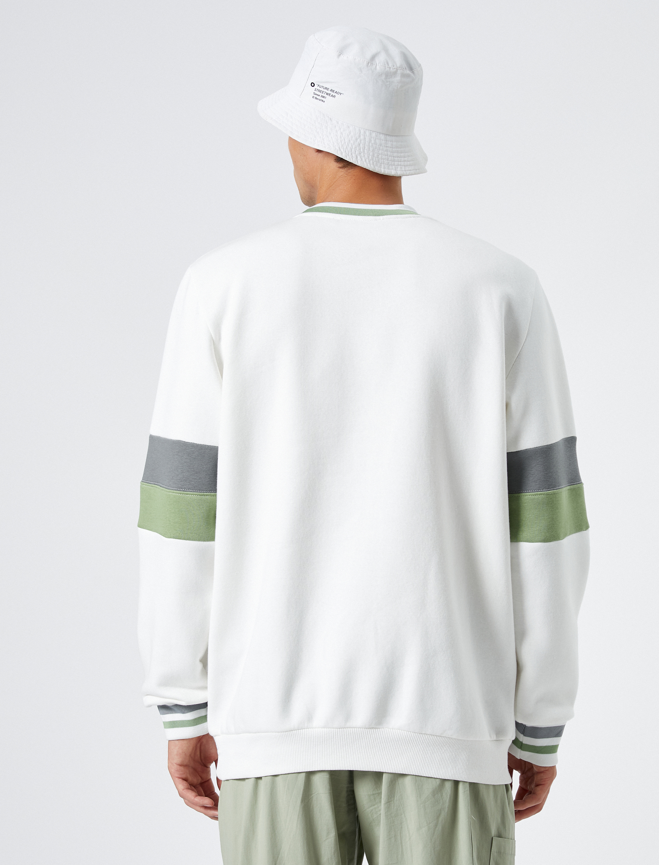   Kolej Sweatshirt Baskılı Bisiklet Yaka Ribanalı Renk Bloklu Şardonlu
