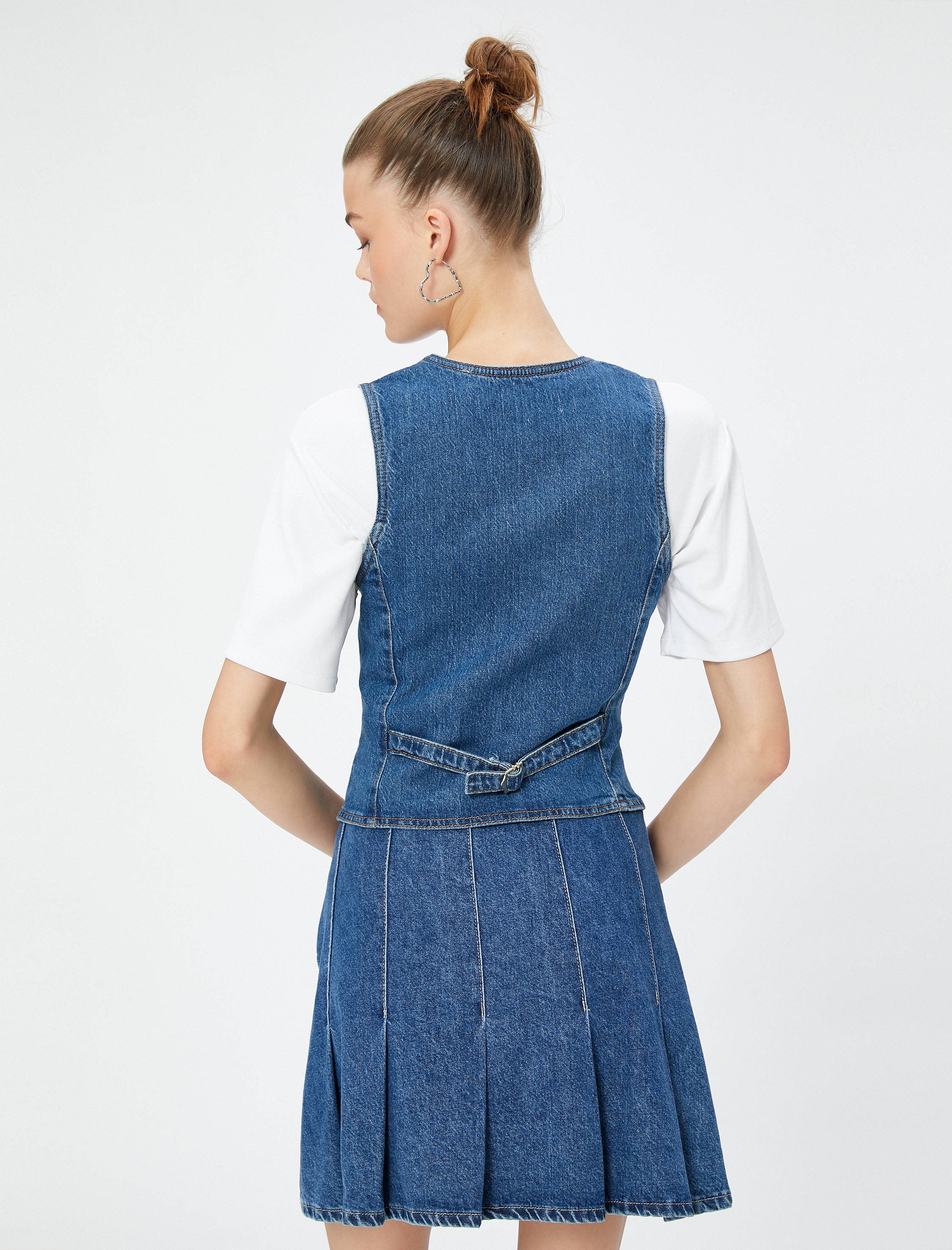   Kot Yelek V Yaka Düğmeli Cep Detaylı Pamuklu