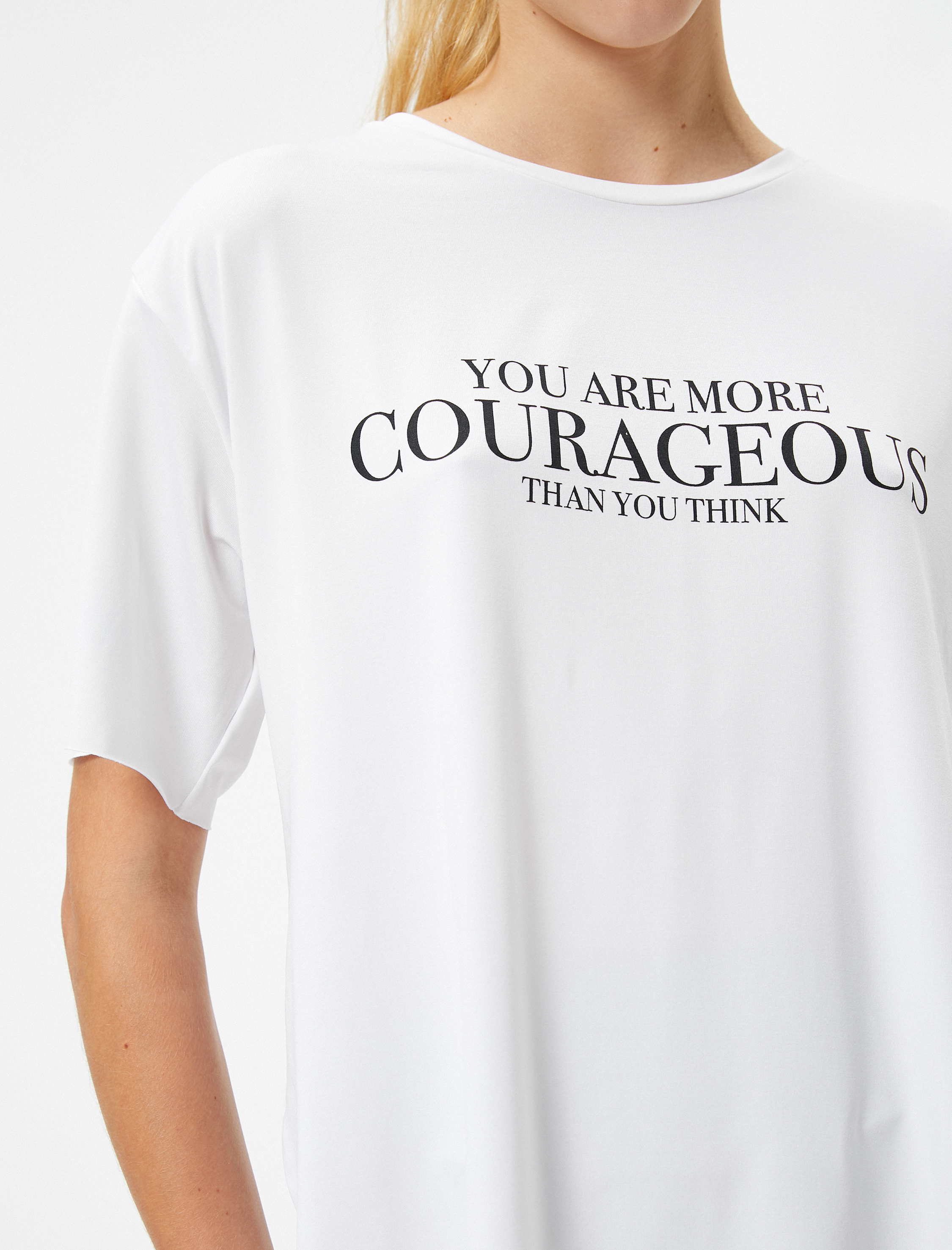   Spor Tişört Slogan Baskılı Bisiklet Yaka Kısa Kollu