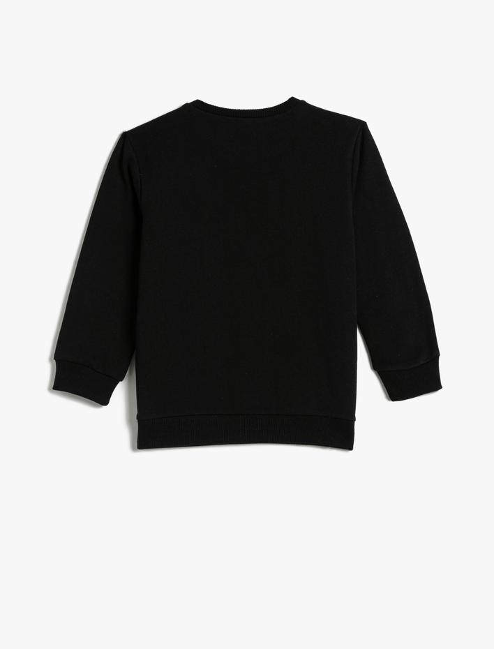 Erkek Çocuk Baskılı Sweatshirt Lisanslı Şardonlu Uzun Kollu Bisiklet Yaka Baskılı Pamuklu